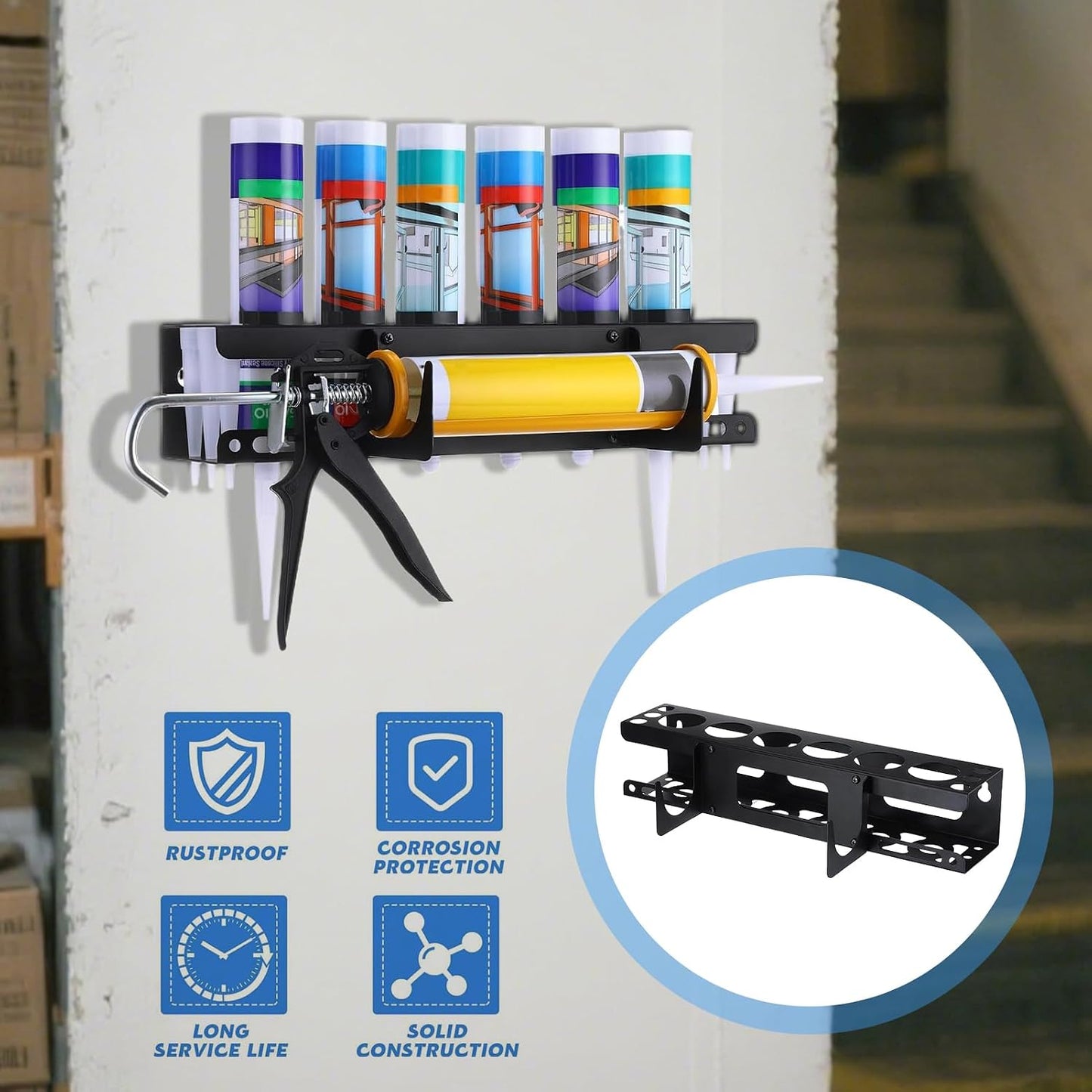 GENERIC Organiseur Mural Adhésif - Support De Tube - Maintien Sûr - Utilisation Polyvalente - Compatible Avec Les Installations - Tenue Sûre - Construction Durable - Résistant à La Rouille - Rangement