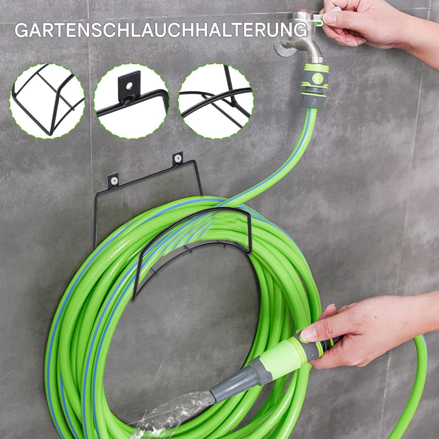  Generisch Support De Tuyau De Jardin, Organiseur De Connecteur D'eau, Support Mural Pour Pantalons, Suspension En Métal Robuste, Rangement Résistant à La Rouille, Pour Garage, Patio, Arrière-cour