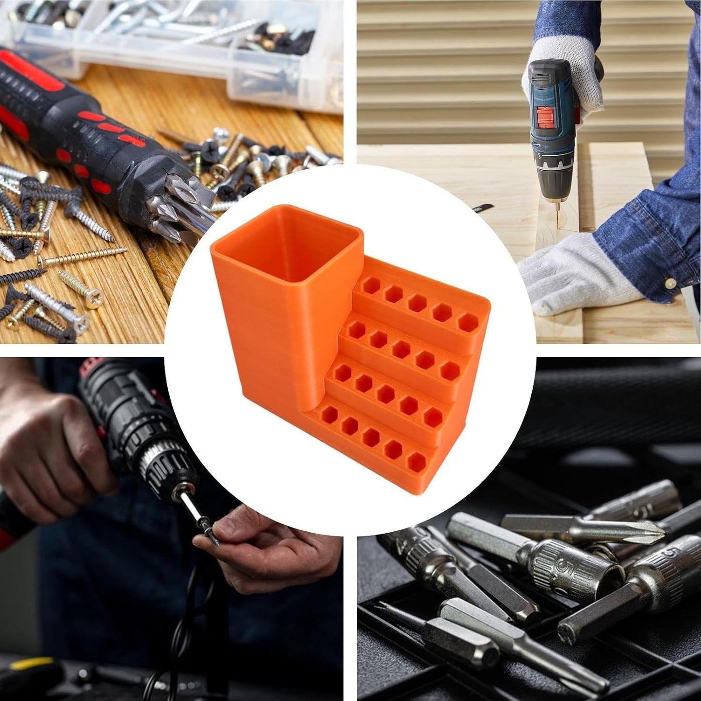 GENERIC Support De Rangement Pour Embouts Hexagonaux, Support De Rangement Pour Tête De Tournevis, Organisateur De Têtes De Tournevis Durable Pour Garage, Cave, Atelier De Réparation, Support De Rangement