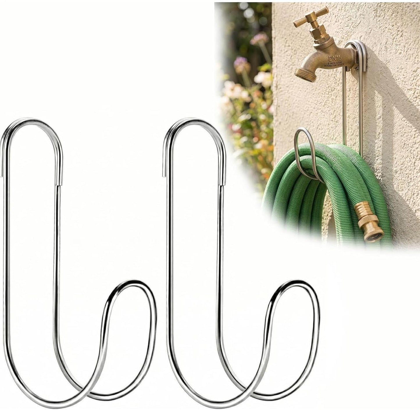 Supports De Flexible Pour Extérieur - Crochet De Rangement Pour Tuyau De Jardin | Lot De 2 Supports Muraux Sans Perçage, Organisateur Suspendu Pour Patio Balcon Et Arrière Cour, 22,9x9,4x4,8 Cm