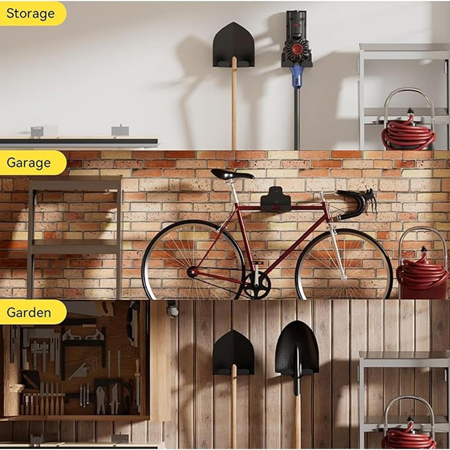  Cintre Pour Débroussailleuse – Support Mural Robuste | Support De Rangement Pour Garage, Extérieur, Jardin, Ferme, Sous-sol, Pelle, Râteau, Balai, Serpillère, Perceuse