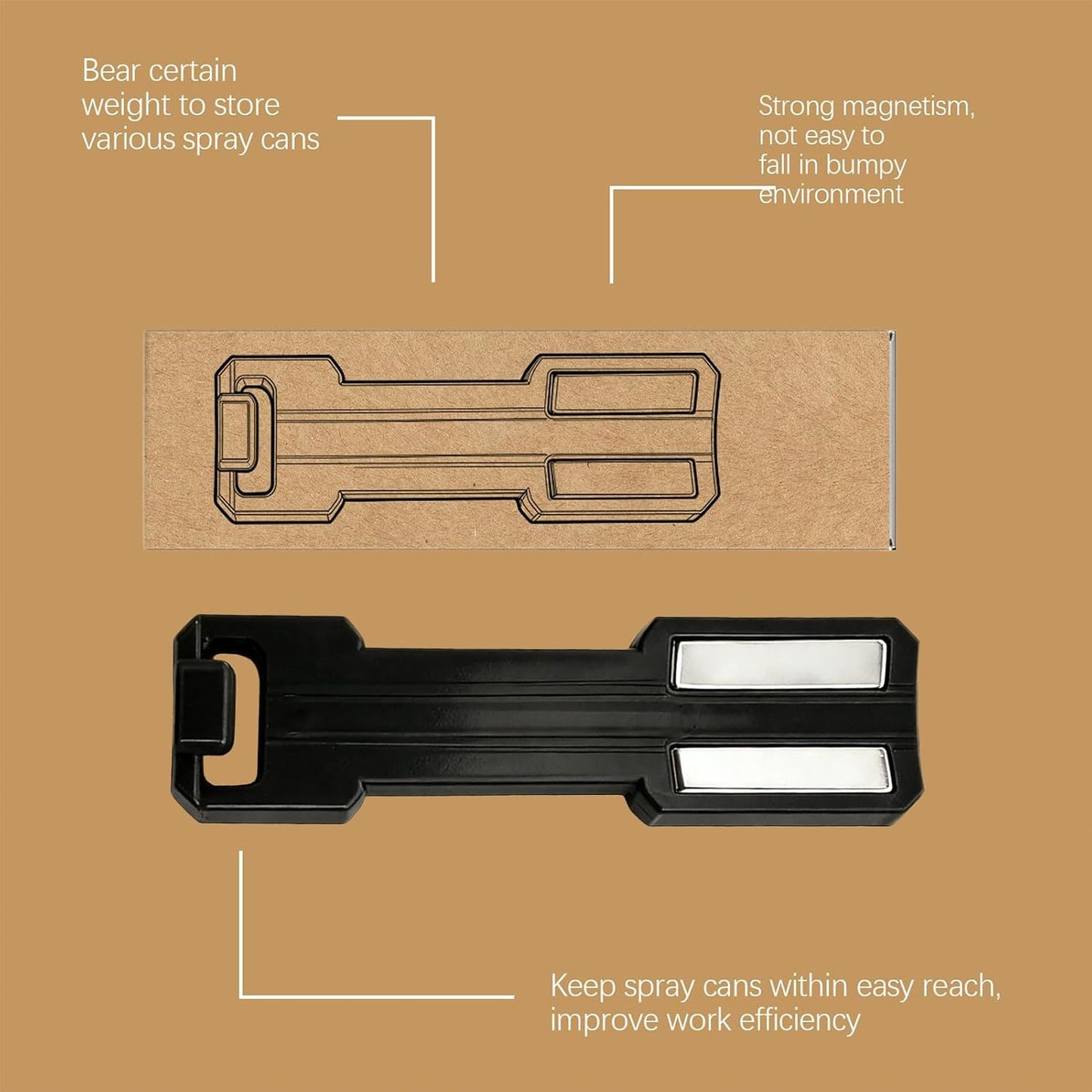  Support Magnétique Pour Bombe Aérosol, Support De Rangement Mural, Organisateur D'aérosol De 12 Pouces Avec Prise Sécurisée, Construction En Acier Robuste Avec Aimant Puissant, Accessoire De Garage, I