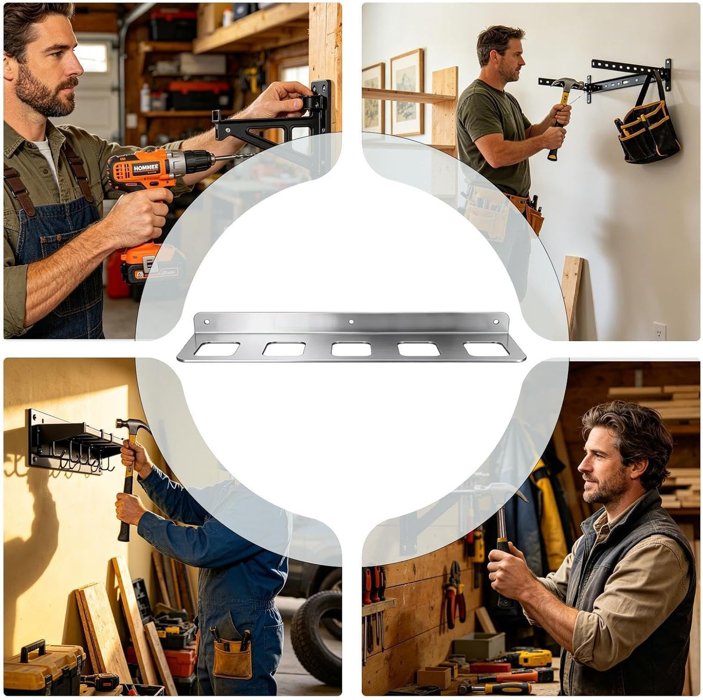 GENERIC Support Mural Pour Outils – 5 Fentes Pour Garage Mural | Marteau Utilitaire De Rangement, Pour Pince, Tournevis, Clé, Abri De Jardin, Atelier, Usine à Domicile
