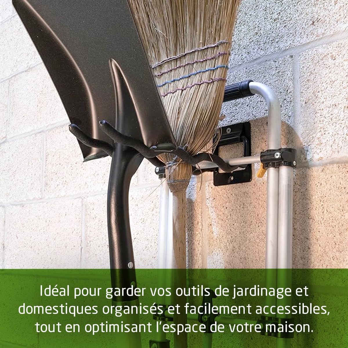  Amig - Crochet Pour Accrocher Outils - Support à Montage Mural - Acier Galvanisé - Revêtement En Caoutchouc Antidérapant - Capacité De Charge 15kg - Idéal Pour Vélos Et Outils De Jardin