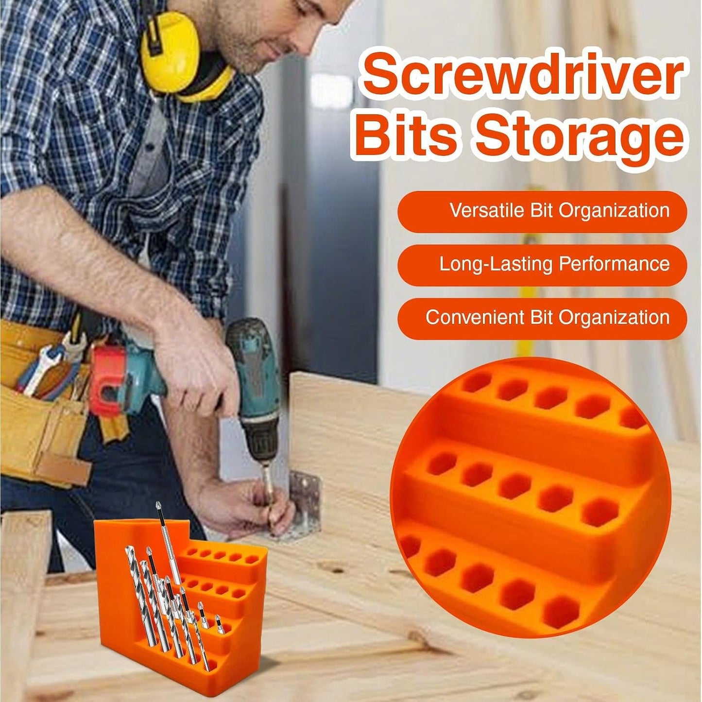 GENERIC Support De Rangement Pour Embouts De Tournevis De Précision, Support Antidérapant Pour Forets électriques, Solution De Rangement Adaptable, Pour Panneau Perforé, Atelier, Armoire, Abri De Jardin Et