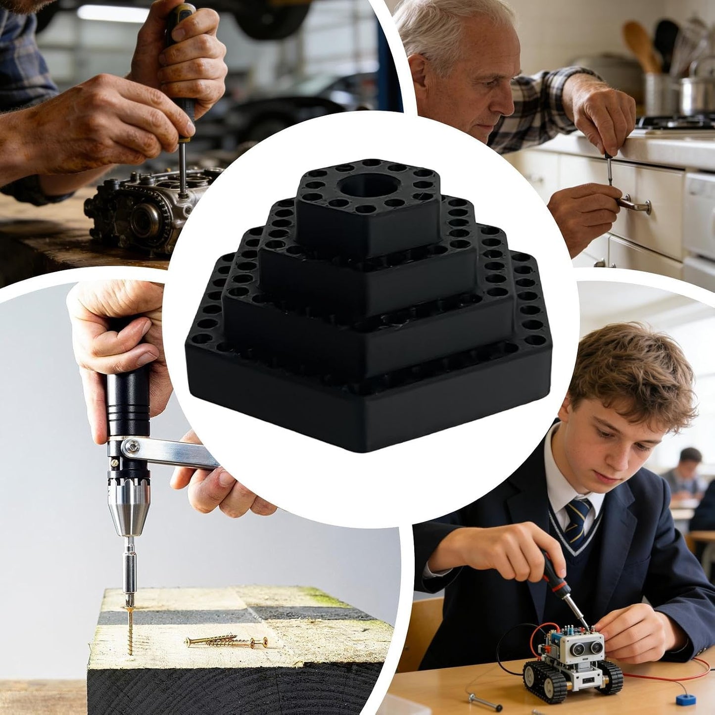  Générique Porte-Forets,Organisateur Pour Hexagonaux 4.8 Mm - Support D'de Vis | Pour Garage, Travail Du Bois, Outils Électriques, Construction, Placoplâtre, Charpentier, Maison