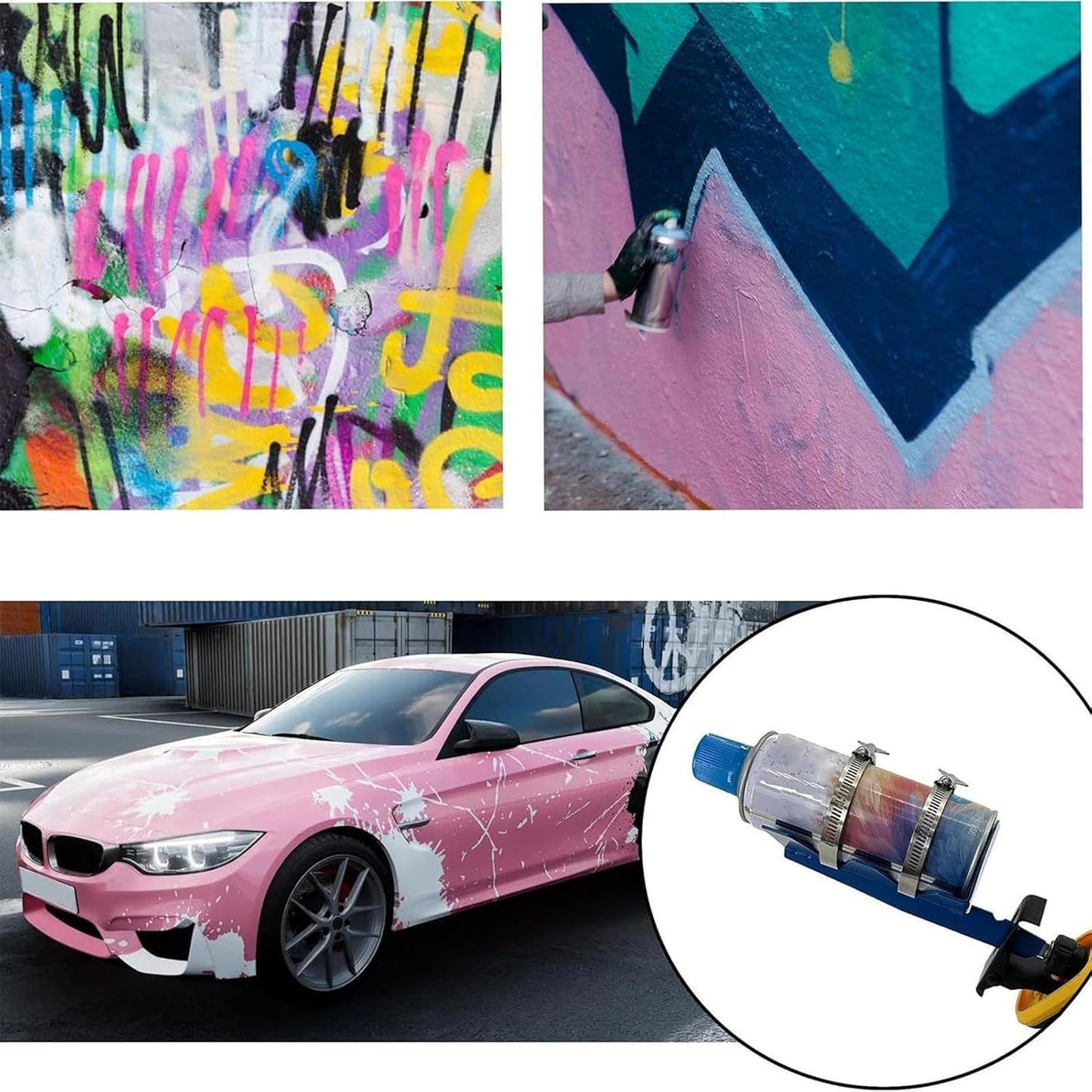  Secoueur Pour Bombes De Peinture Aérosol,Avec Courroies Double Fixées Acier Inoxydable Fournitures De Jardin | Accessoire Secoueur Pots Peinture | Pour Sauces, Intérieur, Garage, Maison, Appartement,