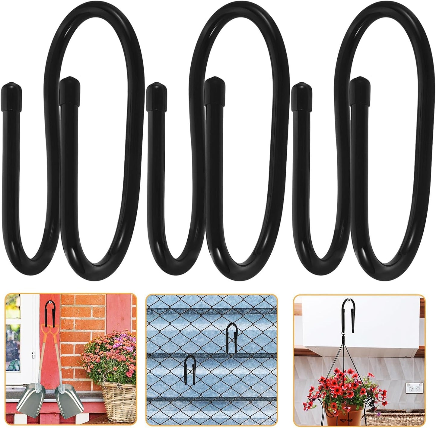  VALICLUD Lot De 6 Crochets Pour Clôture En Plastique Noir, Support Résistant Pour Accessoires De Piscine Et Outils, Pour Piscines Et Jardins, Gain De Place Assuré
