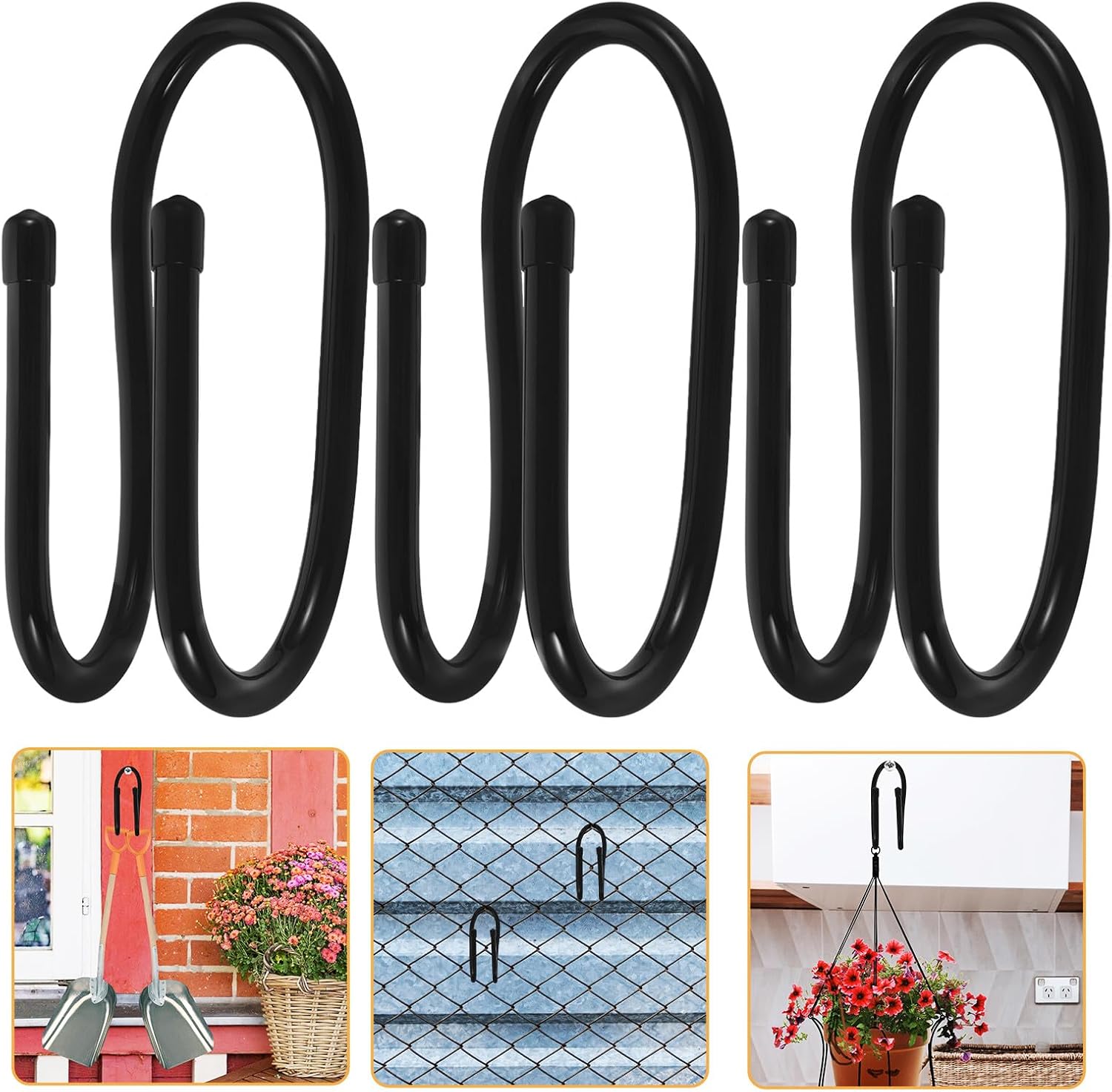  VALICLUD Lot De 6 Crochets Pour Clôture En Plastique Noir, Support Résistant Pour Accessoires De Piscine Et Outils, Pour Piscines Et Jardins, Gain De Place Assuré