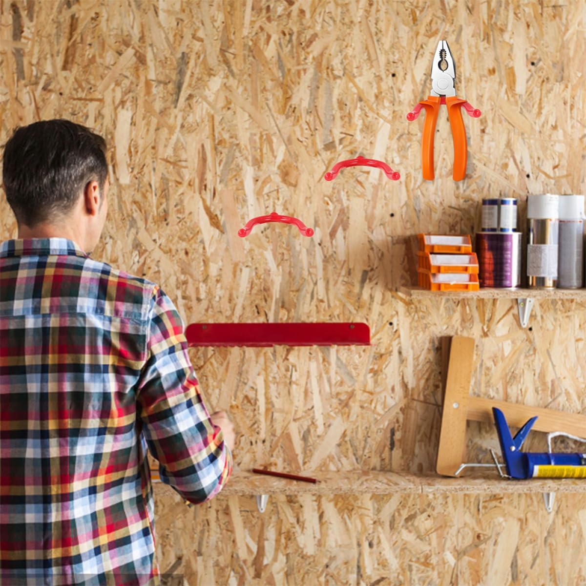  Angoily Crochets à Visser Et Organisation D'établi Lot De 6 Pour Garage En Métal Galvanisé, Design En Y Double, Robustes Pour Rangement D'outils
