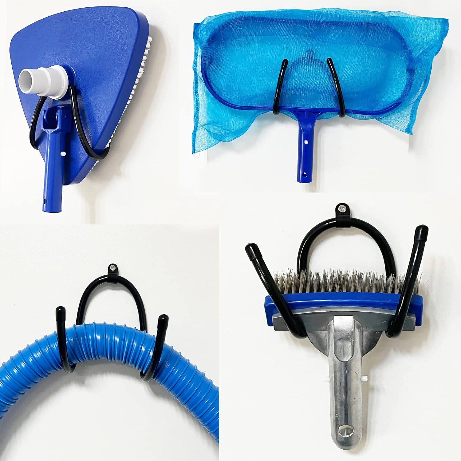  Lot De 2 Organiseurs D'outils De Piscine Et De Garage – Fixation Murale Ou à Fixer Sur La Clôture, Crochets Utilitaires De Rangement Réglables, Pour Ranger Les Outils De Jardin, Les Poteaux, Les