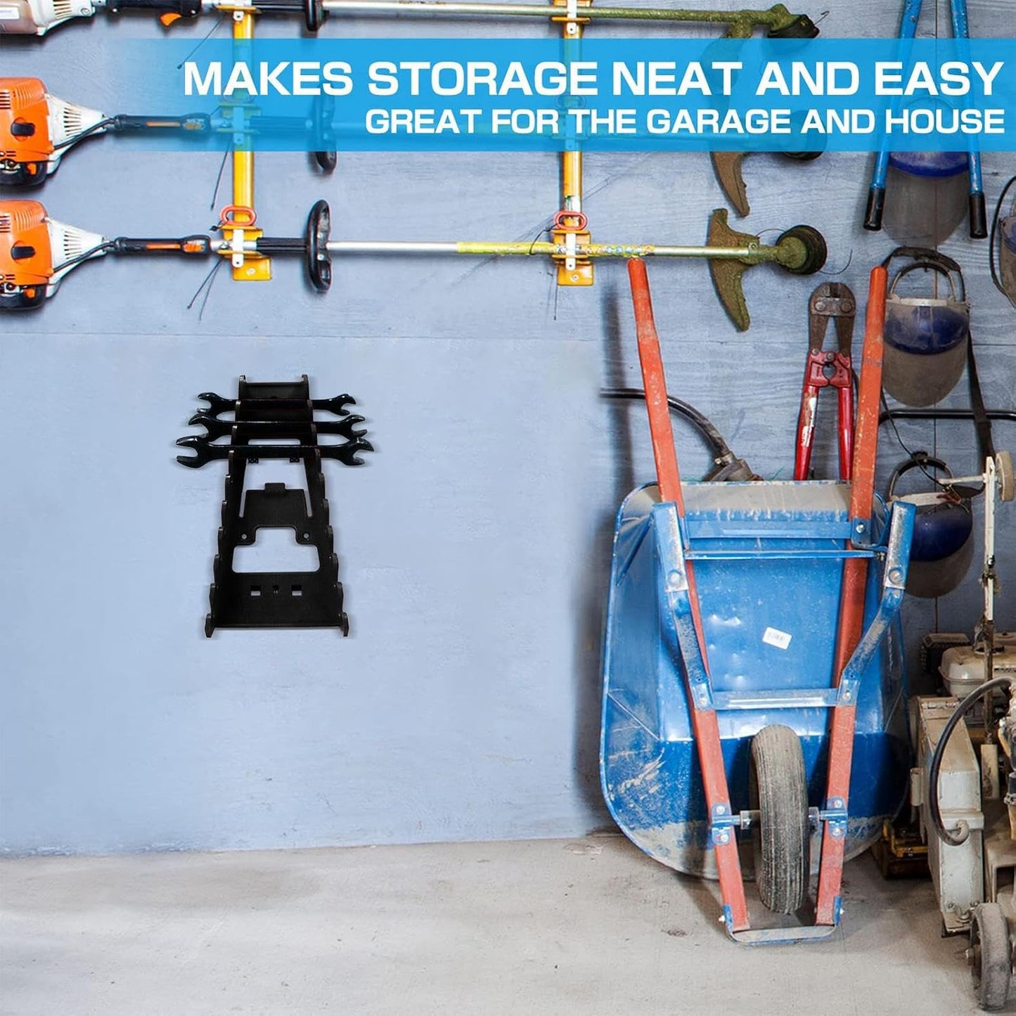  Wrench Storage Rack, Pegboard Tool Organizer, Heavy-Duty Wall-Mounted Spanner Holder, Space-Saving Tool Stand, Rugged Steel, Easy Install, Workshop Garage Repair, 8.66‑Inch