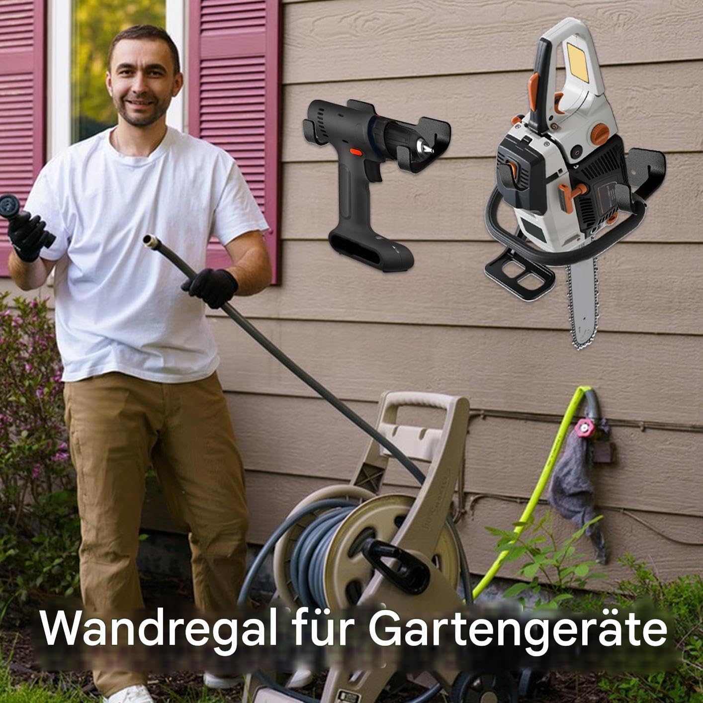  Generisch Crochet De Garage Stable - Support Pour Tronçonneuse Pour Jardin - Crochet Peu Encombrant Pour Mur, Buanderie, Garage, Atelier, Cuisine, Cave, Jardin, Abri De Jardin
