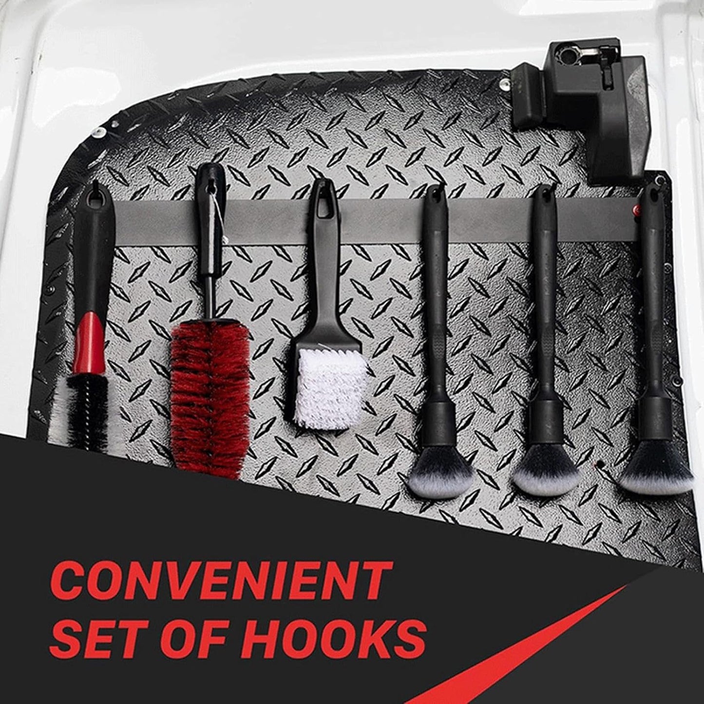  Organisateur De Détail Automatique - Support Brosse Murale Avec Crochets | Solution Stockage Robuste Pour Les Outils Et Accessoires, Idéal Pour Le Garage, La Maison, Nettoyage Des Roues Voiture