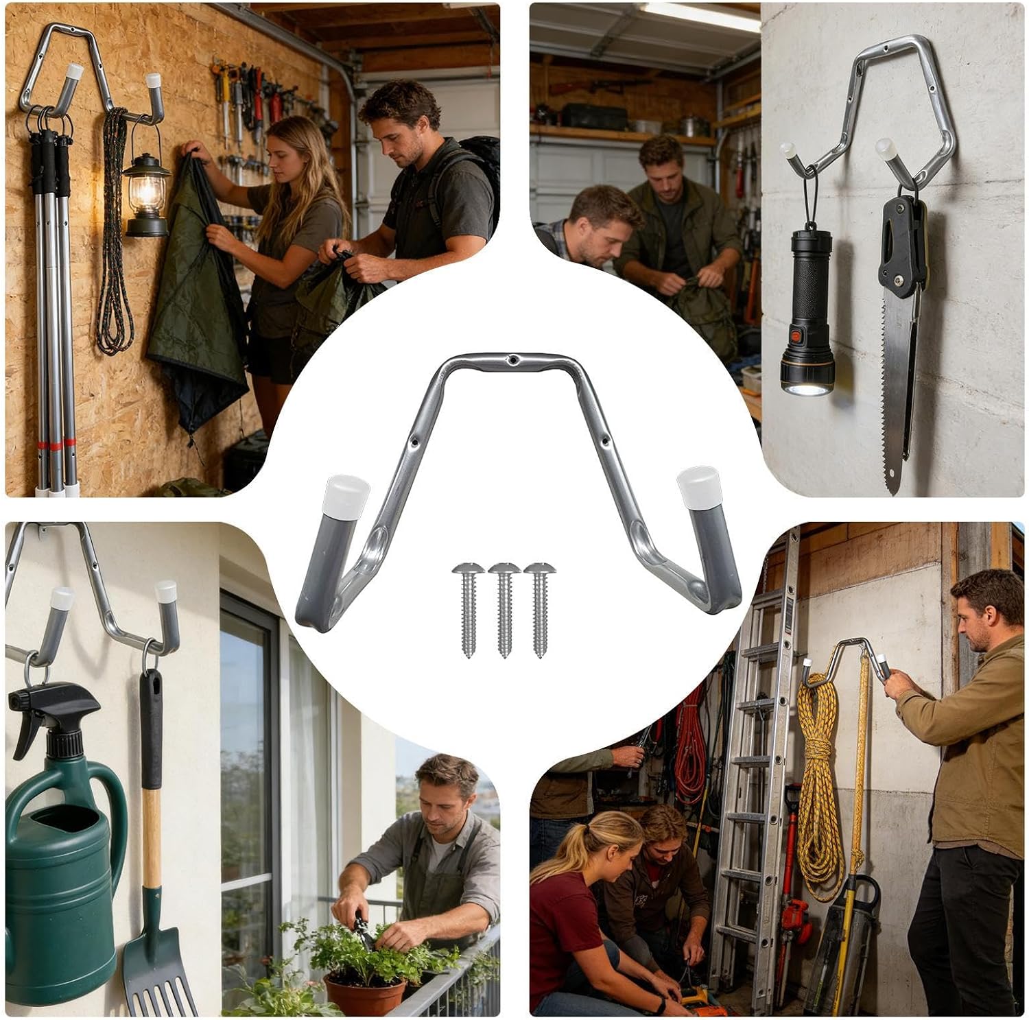  Crochets D'échelle De Garage – Support De Tuyau Utilitaire De Rangement, Crochet D'échelle Robuste Pour Abri De Jardin, Atelier, Cour, Sous-sol, Studio De Construction En Acier, Organisateur Mural