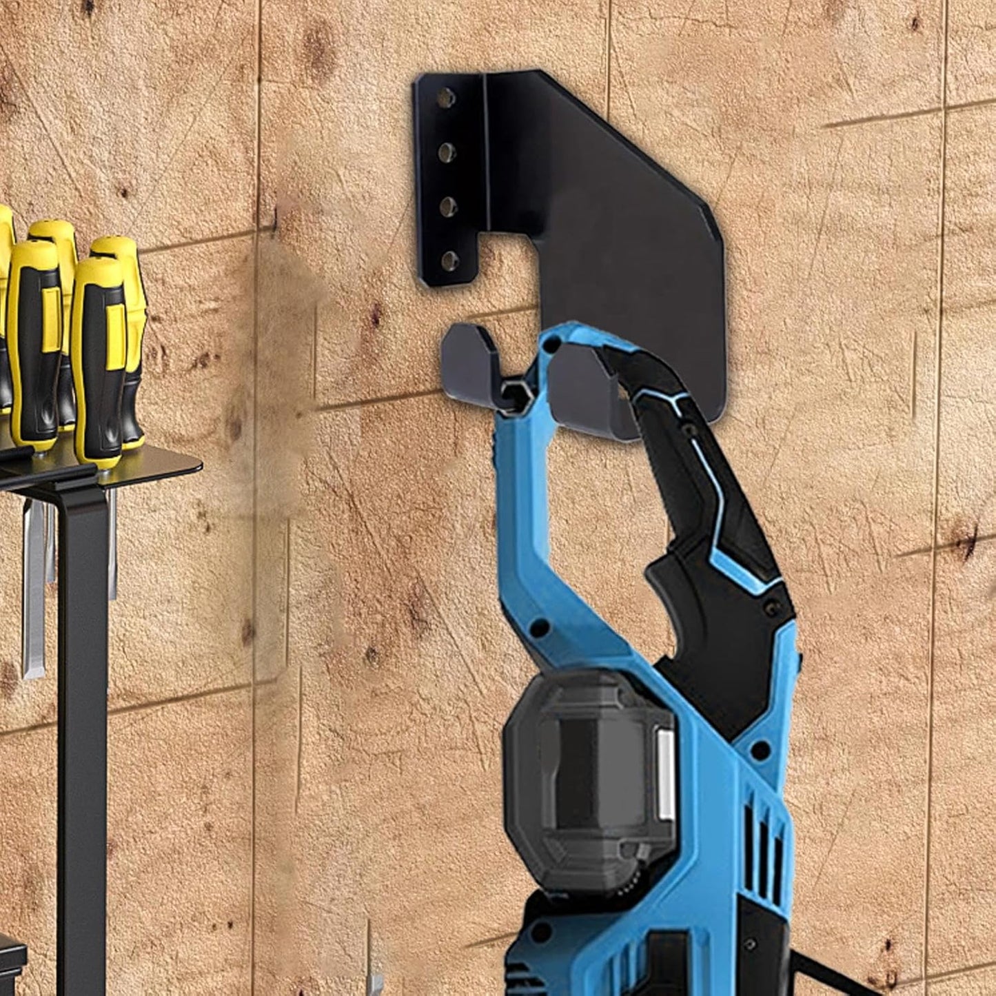  Générique Porte-Tronçonneuse Murale | Organisateur D'Outils De Jardin En Acier Carbone,Étagère De Stockage Multifonction Pour Scie à Chaîne Atelier Garage Jardin