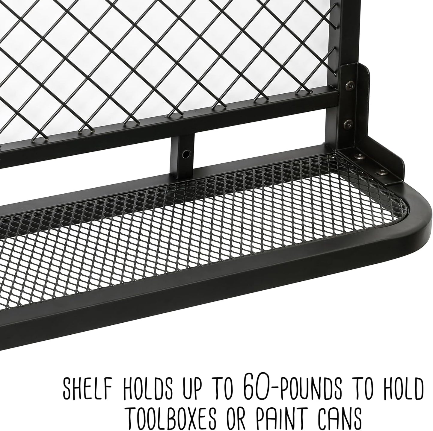  Honey-Can-Do Étagère Murale Réversible Pour Garage Avec Crochets, Noir SHF-09837