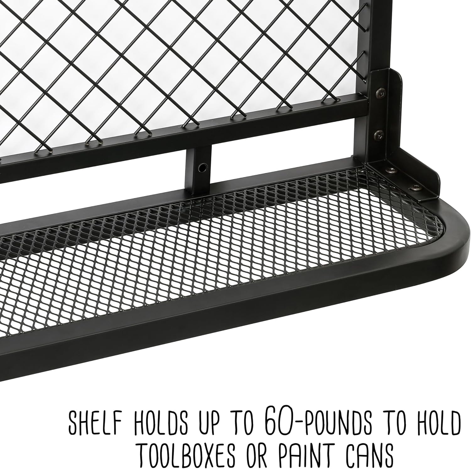  Honey-Can-Do Étagère Murale Réversible Pour Garage Avec Crochets, Noir SHF-09837