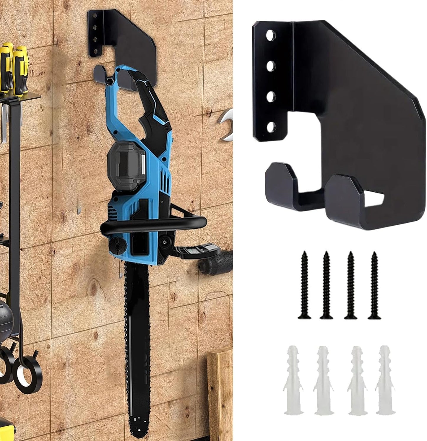  Générique Porte-Tronçonneuse Suspendu - Organisateur D'Outils De Jardin En Acier Carbone - Support De Rangement Polyvalent Pour Outils De Jardinage Et Tronçonneuse