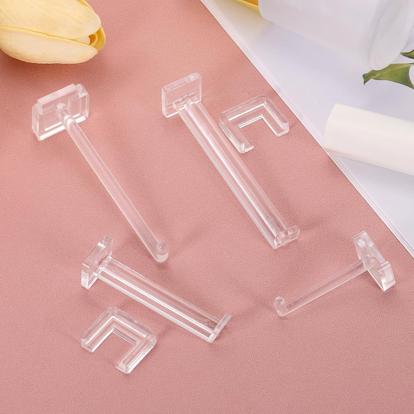  Sourcing Map Lot De 4 Mini Crochets Transparents En Acrylique De 13 Cm Pour étagère De Supermarché, Cintres Transparents Pour Magasins, Expositions, Organisation