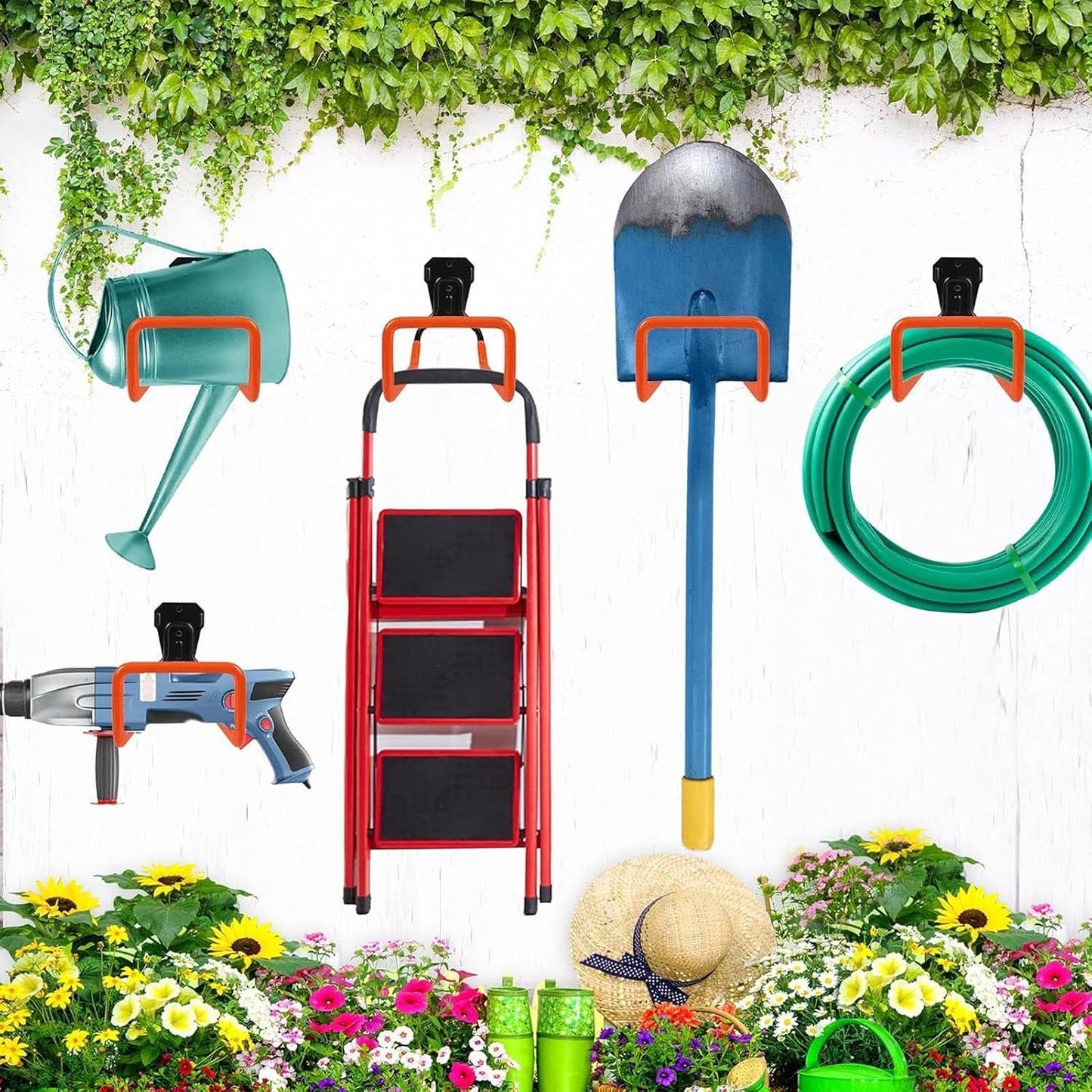 GENERIC Crochets Muraux De Garage, Crochets Robustes Pour Outils Utilitaires | Crochet Pour Outils De Cour | Pour échelle, Balai, Tuyau, Jardin, Jardin, Atelier, Abri De Jardin, Sous-sol