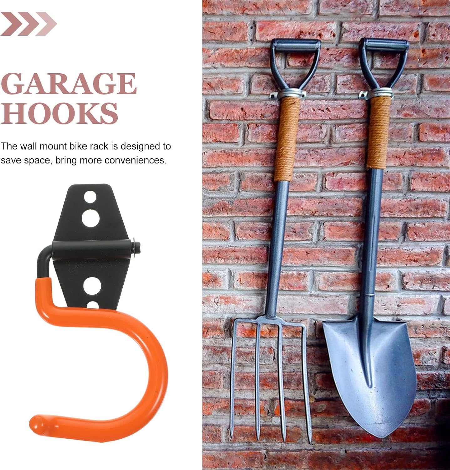  Gatuida Organisateur Outils De Jardin Mural En Fer 3pcs Crochets Robustes Épaissis Pour Garage, Facile à Installer, Support Mural Pour Pelles Et Balais