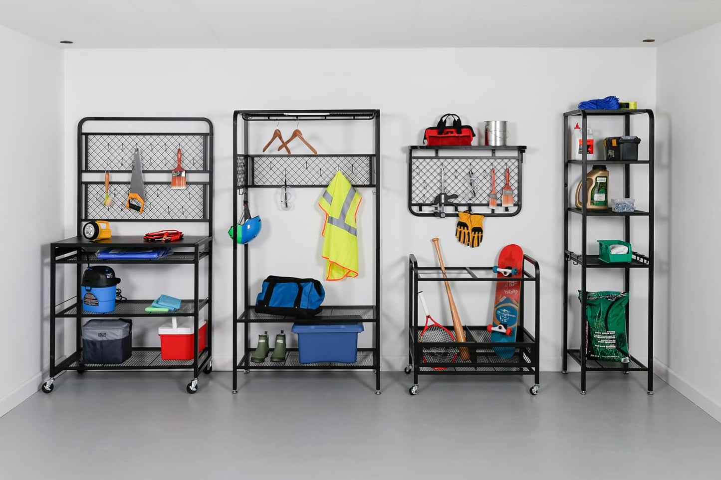  Honey-Can-Do Étagère Murale Réversible Pour Garage Avec Crochets, Noir SHF-09837