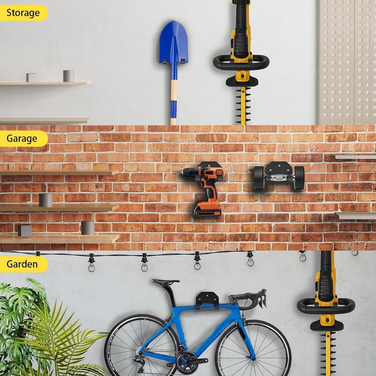  Râtelier De Rangement Pour Coupe-bordure | Support Organisateur D'Outils | Cintre De Garage Pour Taille-bordure à Fil | Pour Garage Atelier Abri De Jardin Grange Sous-Sol Pelouse