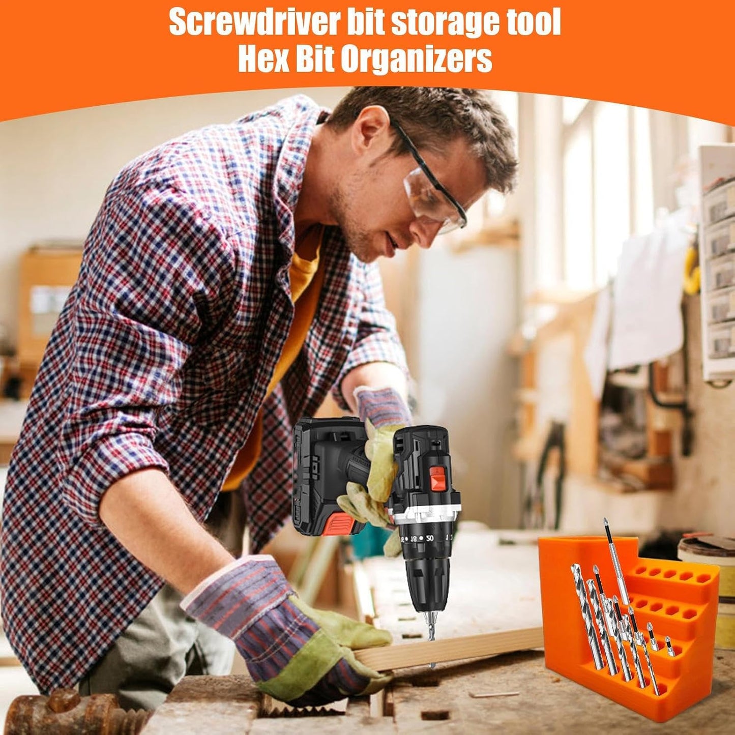 GENERIC Support De Rangement Pour Embouts De Tournevis De Précision, Support Antidérapant Pour Forets électriques, Solution De Rangement Adaptable, Pour Panneau Perforé, Atelier, Armoire, Abri De Jardin Et
