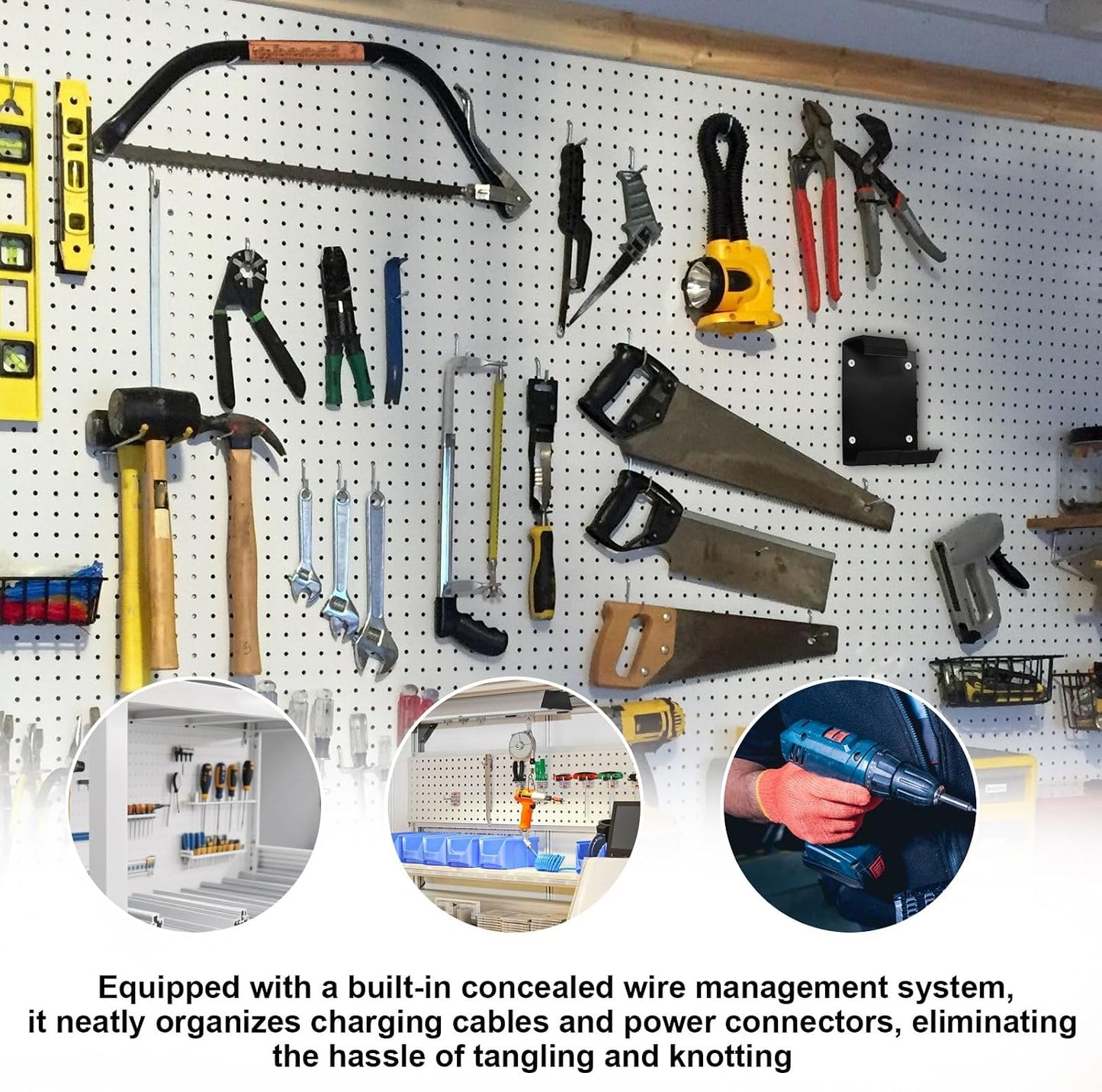GENERIC Organiseur D'outils électriques – Support De Perçage Pour Rangement Mural De Garage | Construction En Métal Robuste Avec Fentes De Support Utilitaire, Antirouille Et Pour Perceuse électrique