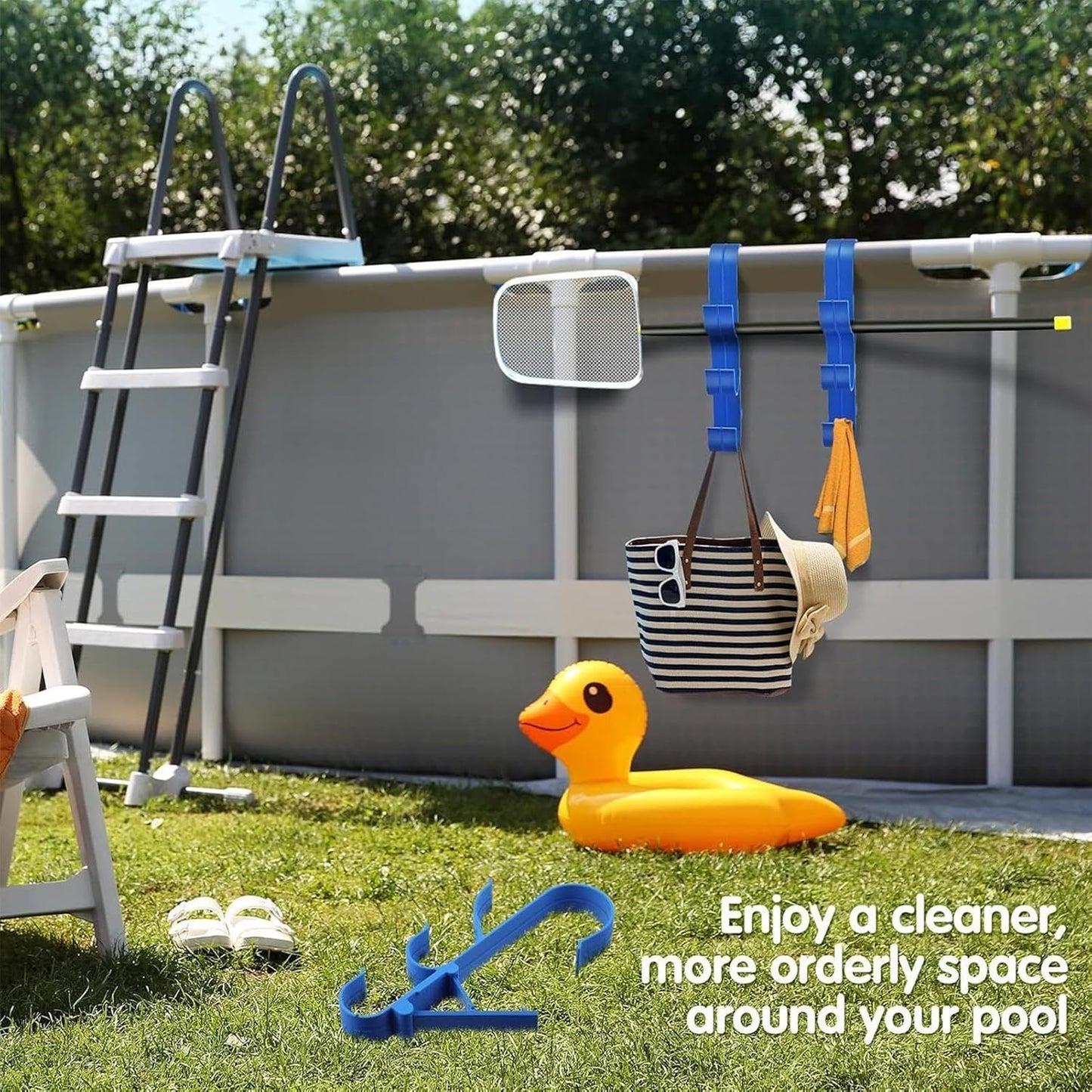  Support De Crochets De Piscine – Support De Piscine Robuste De 30,5 X 13 Cm, Support Mural Pour équipement De Piscine, Organiseur Authentique Au Bord De La Piscine, Crochet Multifonction Pour Filets