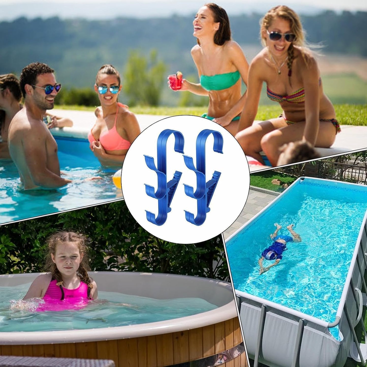  Support De Crochets De Piscine – Support De Piscine Robuste De 30,5 X 13 Cm, Support Mural Pour équipement De Piscine, Organiseur Authentique Au Bord De La Piscine, Crochet Multifonction Pour Filets