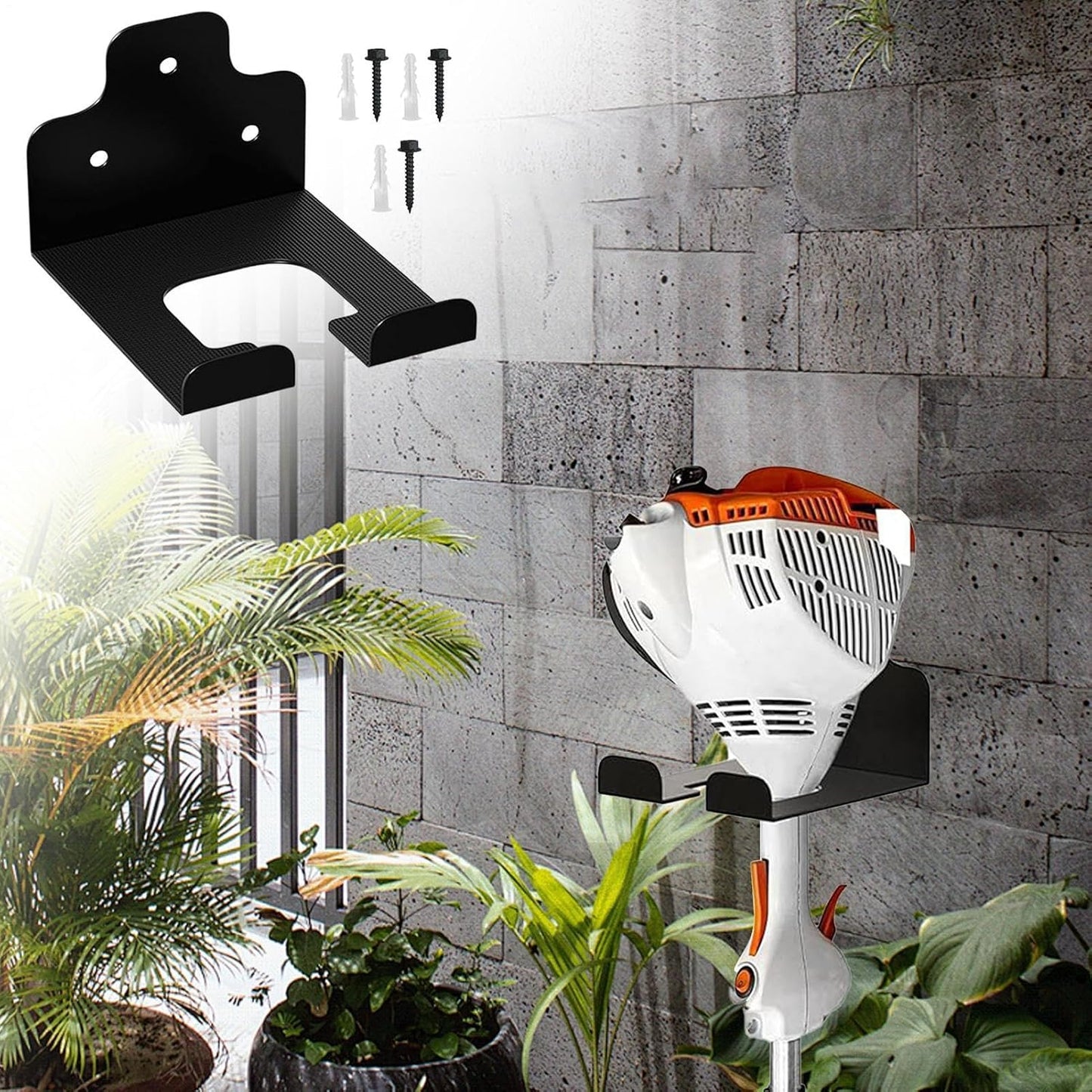 GENERIC Cintre Pour Débroussailleuse | Support En Acier Inoxydable Pour économiser De L'espace – Support De Rangement Pour Outils De Jardin | Pour Pelle, Râteau, Serpillère, Perceuse, Câble, équipement