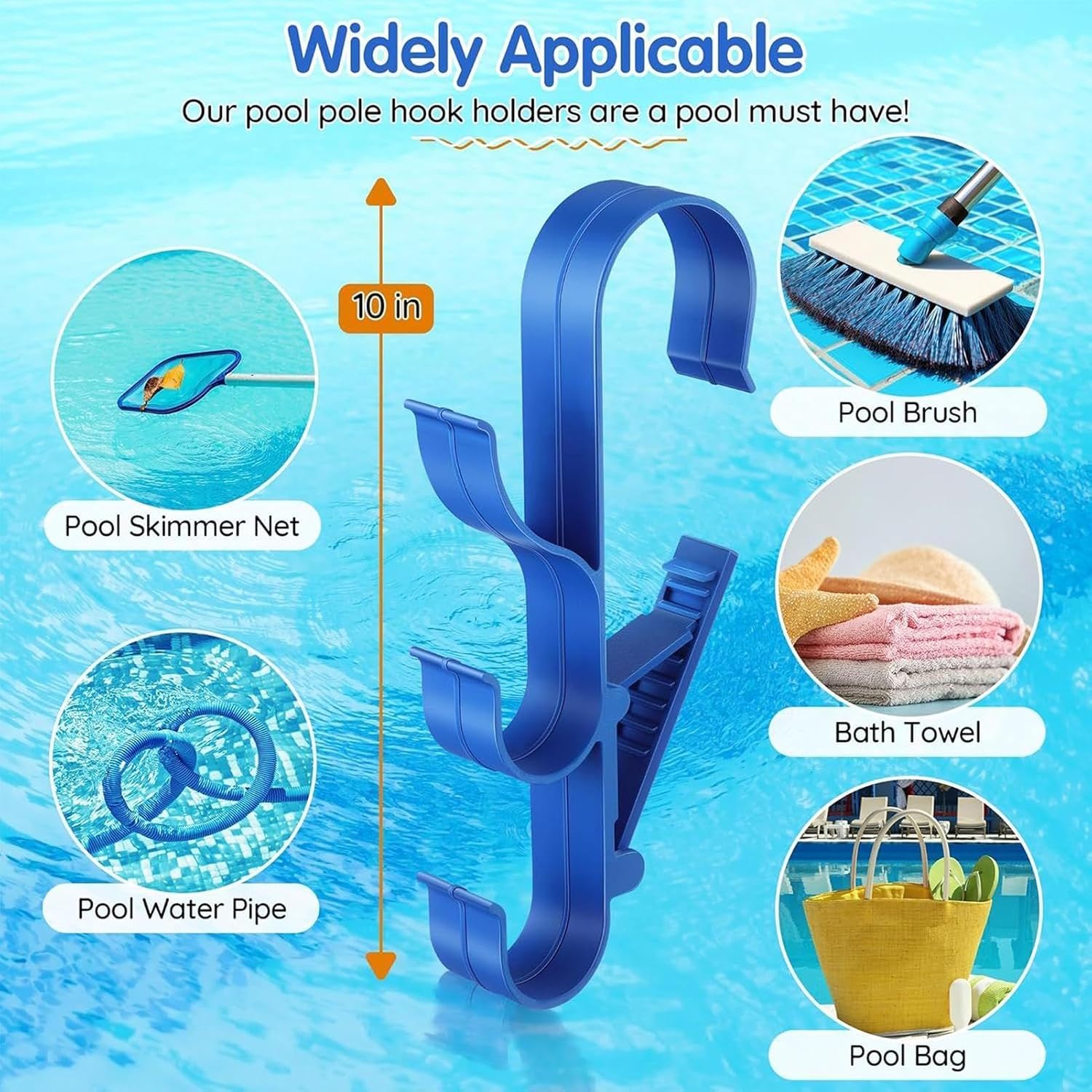GENERIC Crochets De Piscine Pour Bâtons | Crochets De Rangement Réglables Et étanches, équipement De Piscine, Pour Tiges Télescopiques, épuisettes, Brosses, écumoire, Tuyau D'aspirateur, Outils De Nettoyage