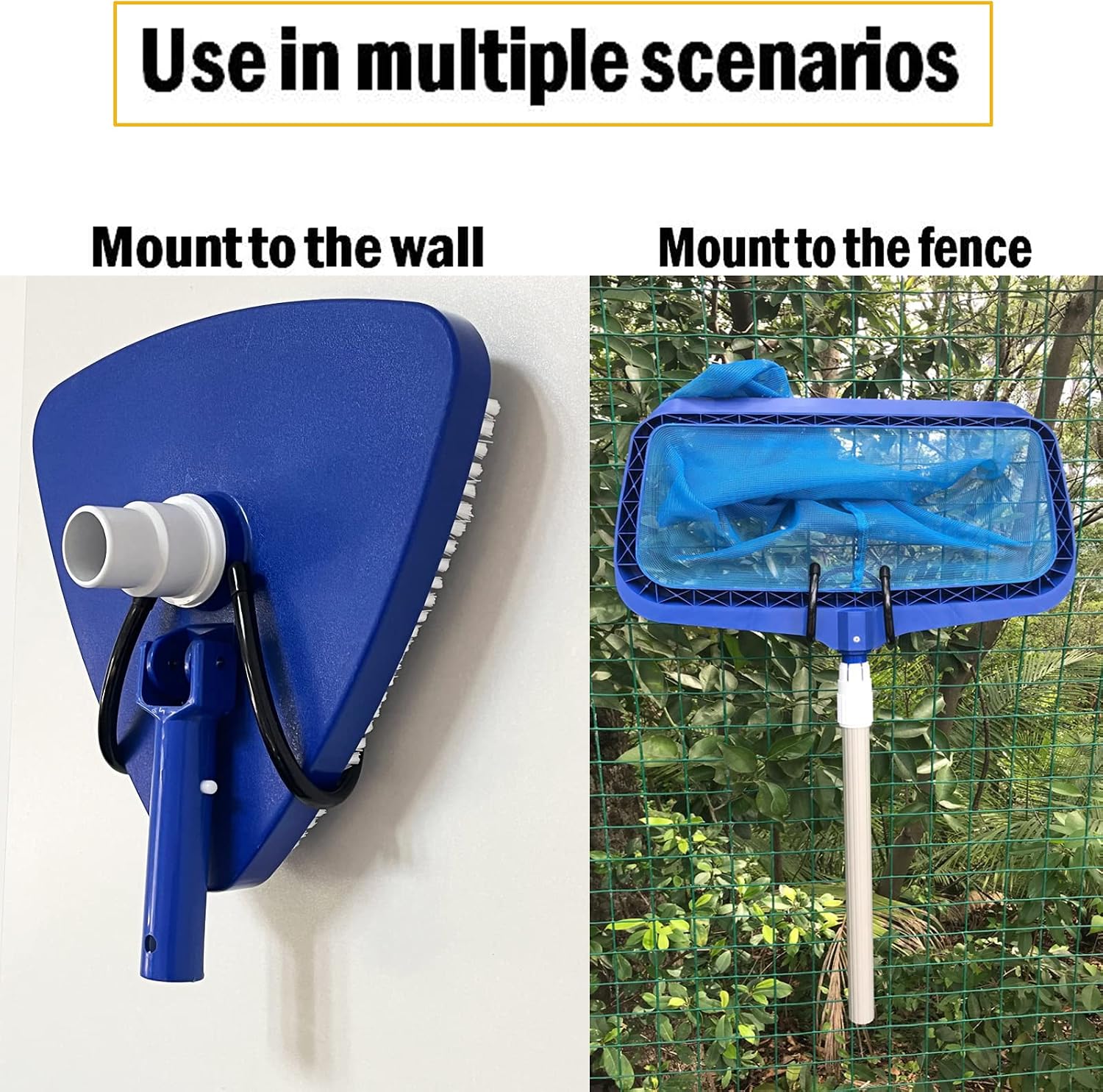  Lot De 2 Organiseurs D'outils De Piscine Et De Garage – Fixation Murale Ou à Fixer Sur La Clôture, Crochets Utilitaires De Rangement Réglables, Pour Ranger Les Outils De Jardin, Les Poteaux, Les