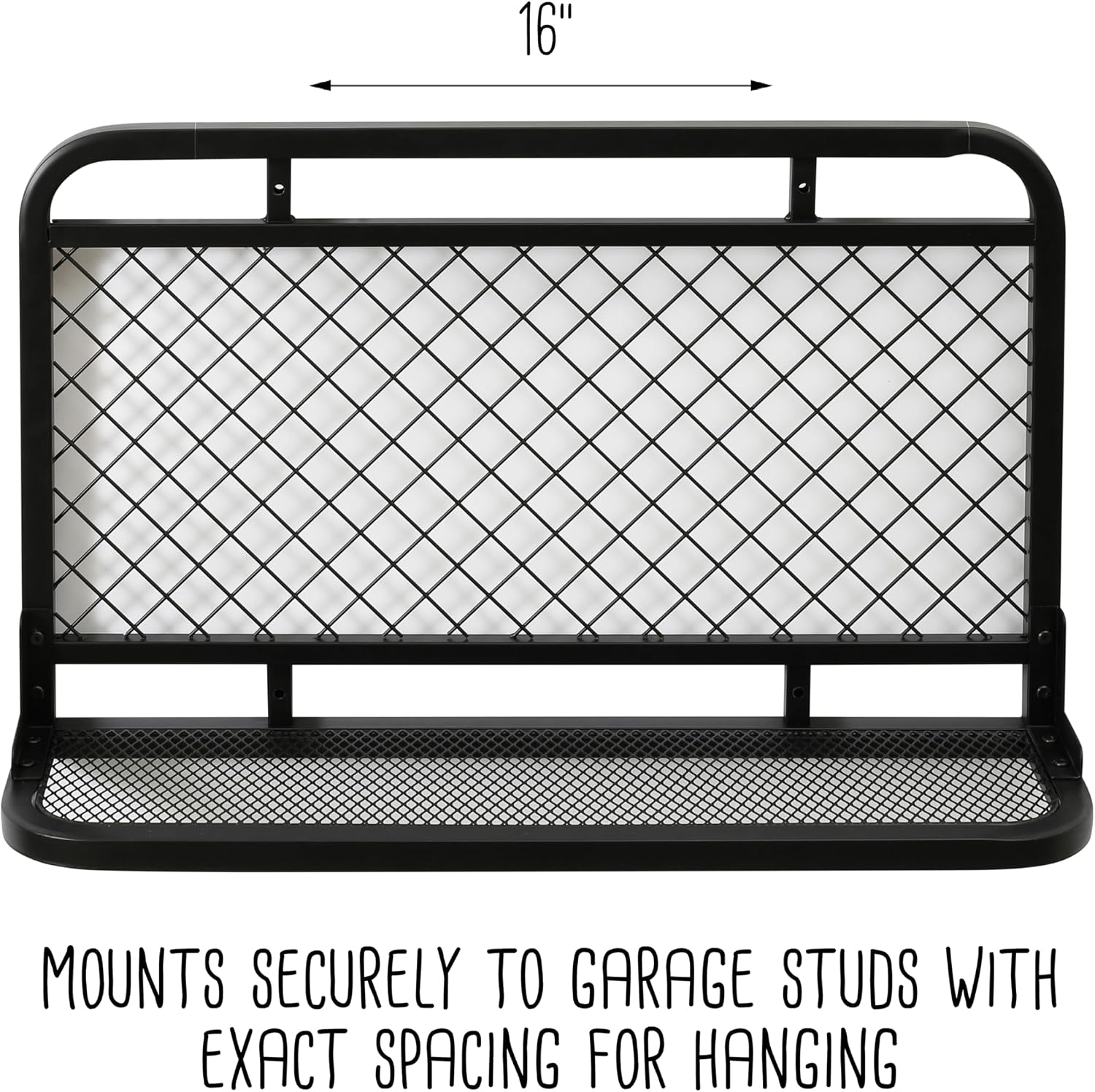  Honey-Can-Do Étagère Murale Réversible Pour Garage Avec Crochets, Noir SHF-09837