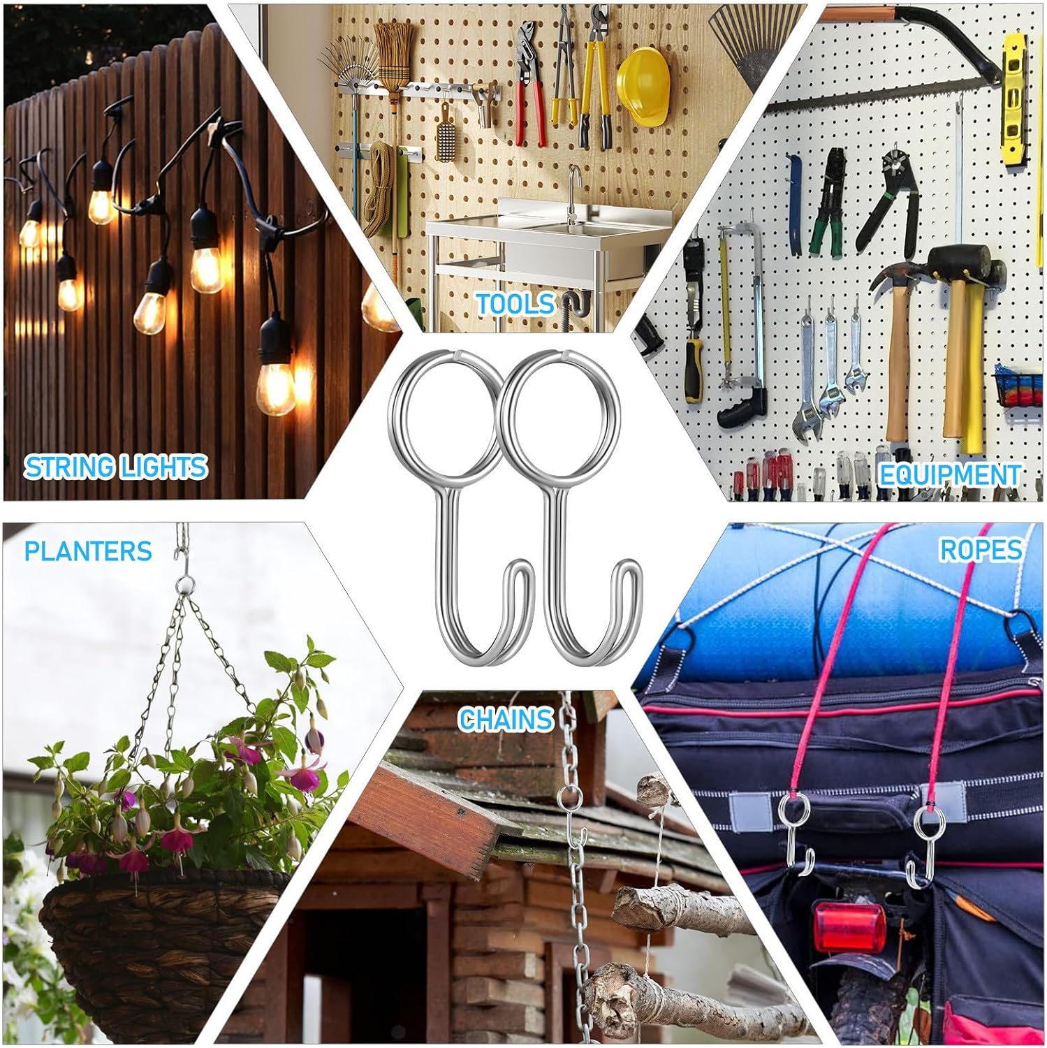  STOBAZA Crochets Pour Sangles En Acier Inoxydable Argenté, Lot De 10 Pièces Robustes Et Faciles à Fixer, Maison Cuisine