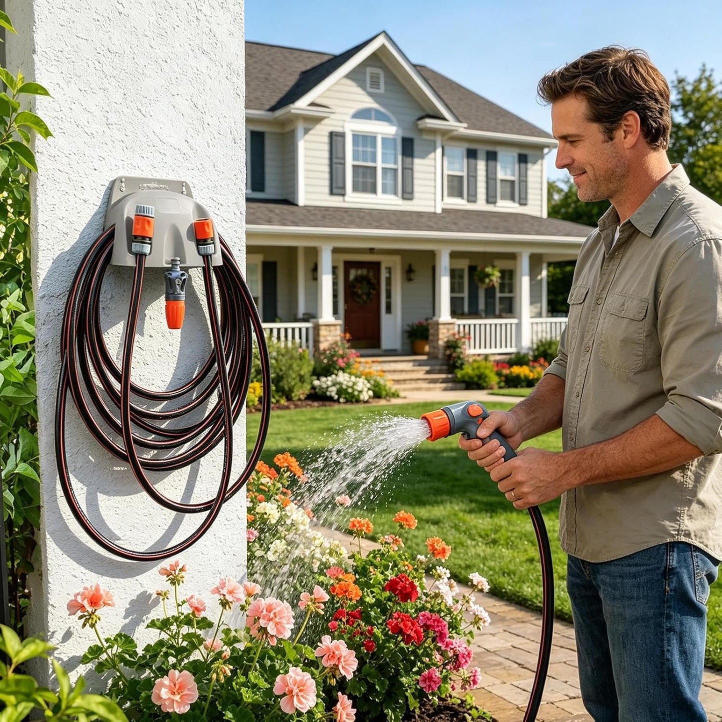 Genérico Generico Support Mural Pour Tuyau D'arrosage – Panier Porte-tuyau Renforcé Pour Tuyau D'eau, Support Mural Pour Tuyau D'arrosage – Pour Terrasse, Cour, Extérieur, Entrepôt, Garage Et Maison