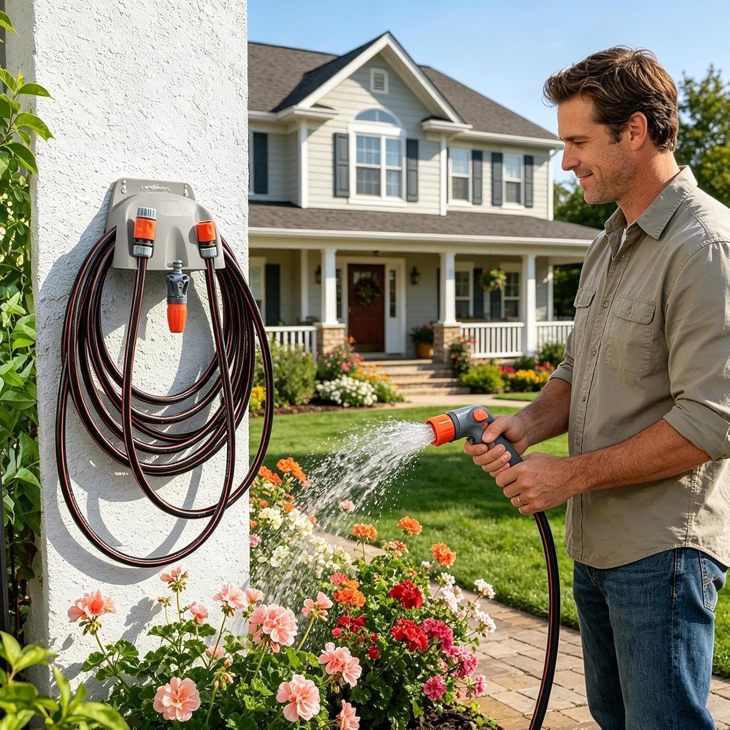 Genérico Generico Support Mural Pour Tuyau D'arrosage – Panier Porte-tuyau Renforcé Pour Tuyau D'eau, Support Mural Pour Tuyau D'arrosage – Pour Terrasse, Cour, Extérieur, Entrepôt, Garage Et Maison