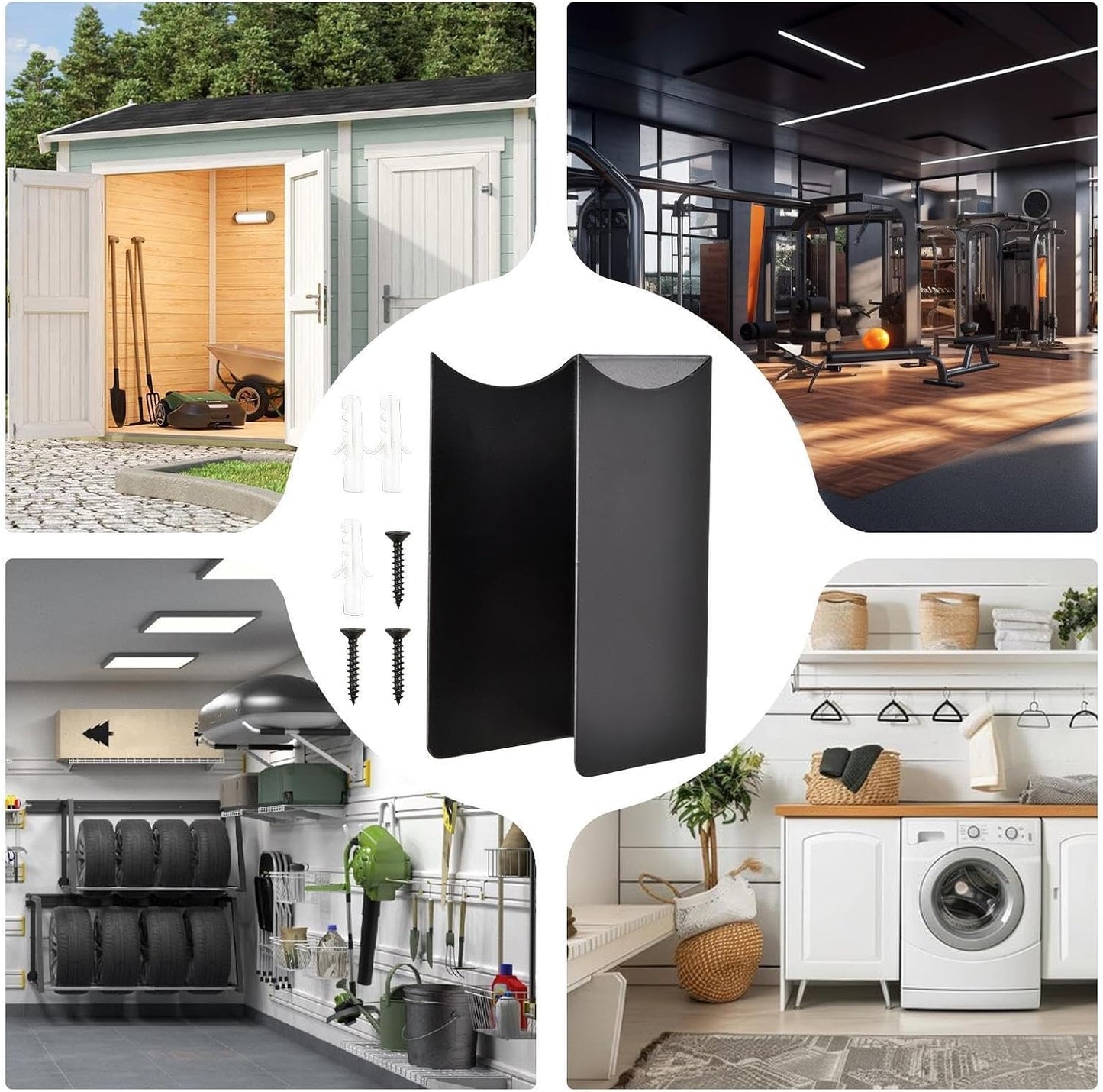 Genérico Support Mural De Balai Avec Montage étagère à Outils De Jardin Organisateur En Acier Pour Cuisine, Buanderie, Appartement, Sous-sol, Espace Extérieur, Jardin, Cour, Maison, Rack Durable