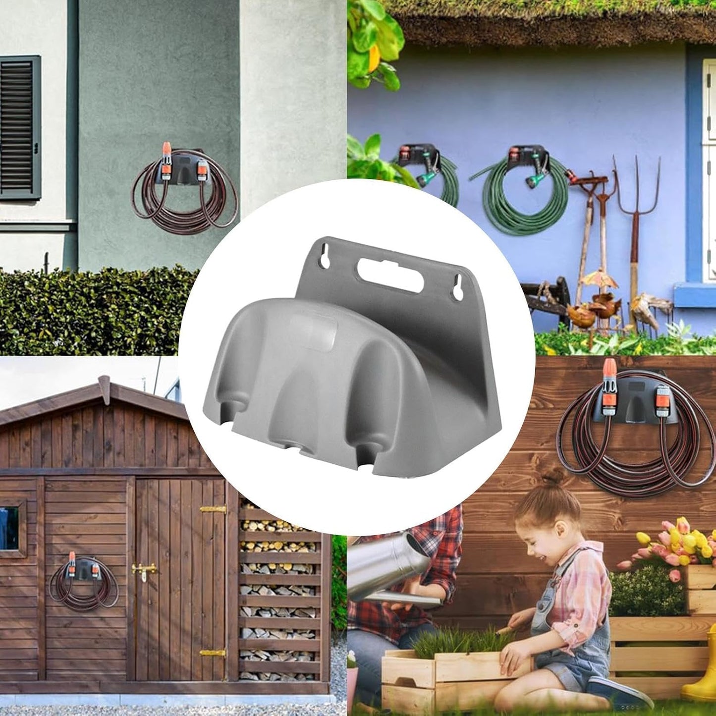 Genérico Generico Support Mural Pour Tuyau D'arrosage – Panier Porte-tuyau Renforcé Pour Tuyau D'eau, Support Mural Pour Tuyau D'arrosage – Pour Terrasse, Cour, Extérieur, Entrepôt, Garage Et Maison