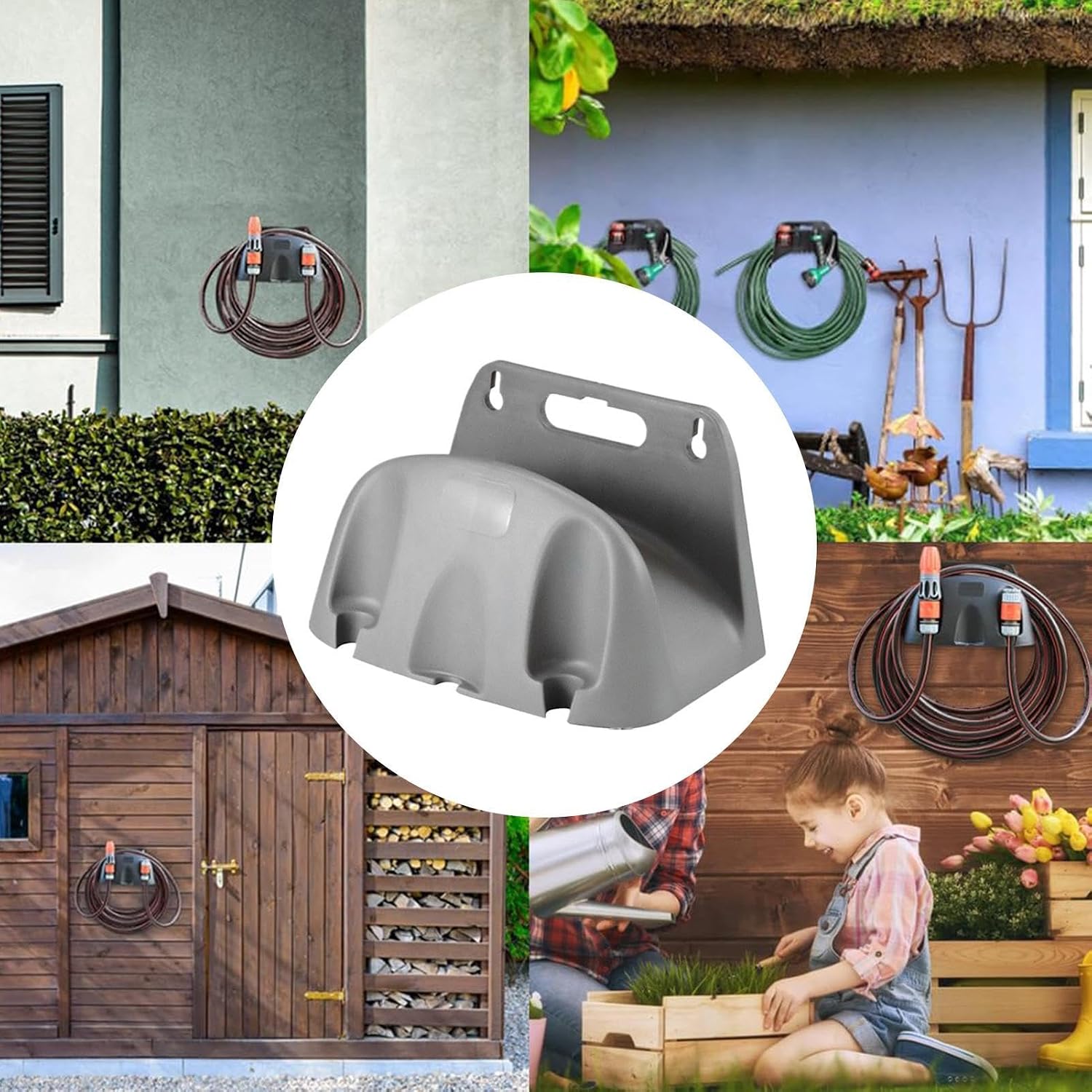 Genérico Generico Support Mural Pour Tuyau D'arrosage – Panier Porte-tuyau Renforcé Pour Tuyau D'eau, Support Mural Pour Tuyau D'arrosage – Pour Terrasse, Cour, Extérieur, Entrepôt, Garage Et Maison