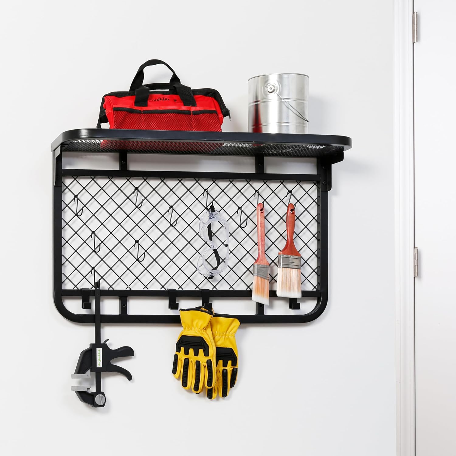  Honey-Can-Do Étagère Murale Réversible Pour Garage Avec Crochets, Noir SHF-09837