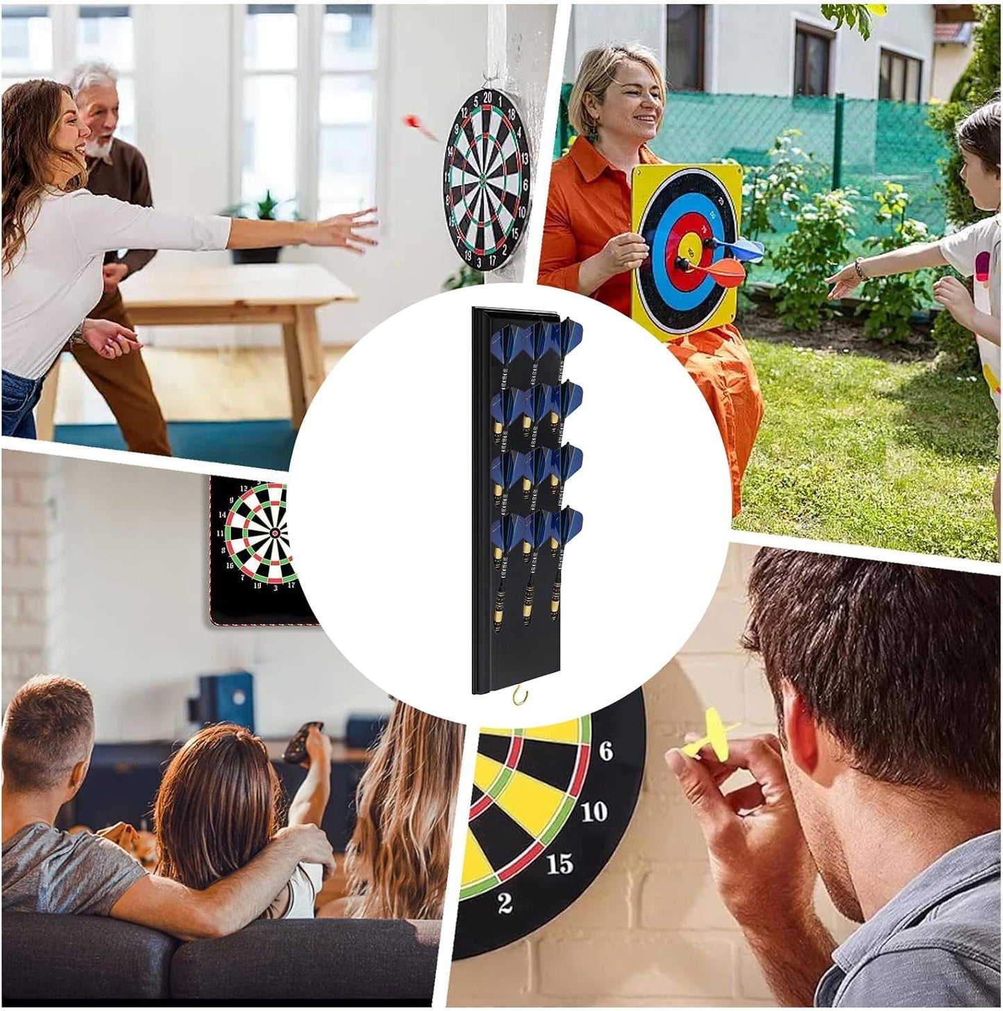 GENERIC Support De Fléchettes En Bois – Support De Présentation Peu Encombrant, Organisateur Mural Avec Sac De Rangement, Design Compact Avec Construction Solide, Accessoire De Salle De Jeux, Organisation De