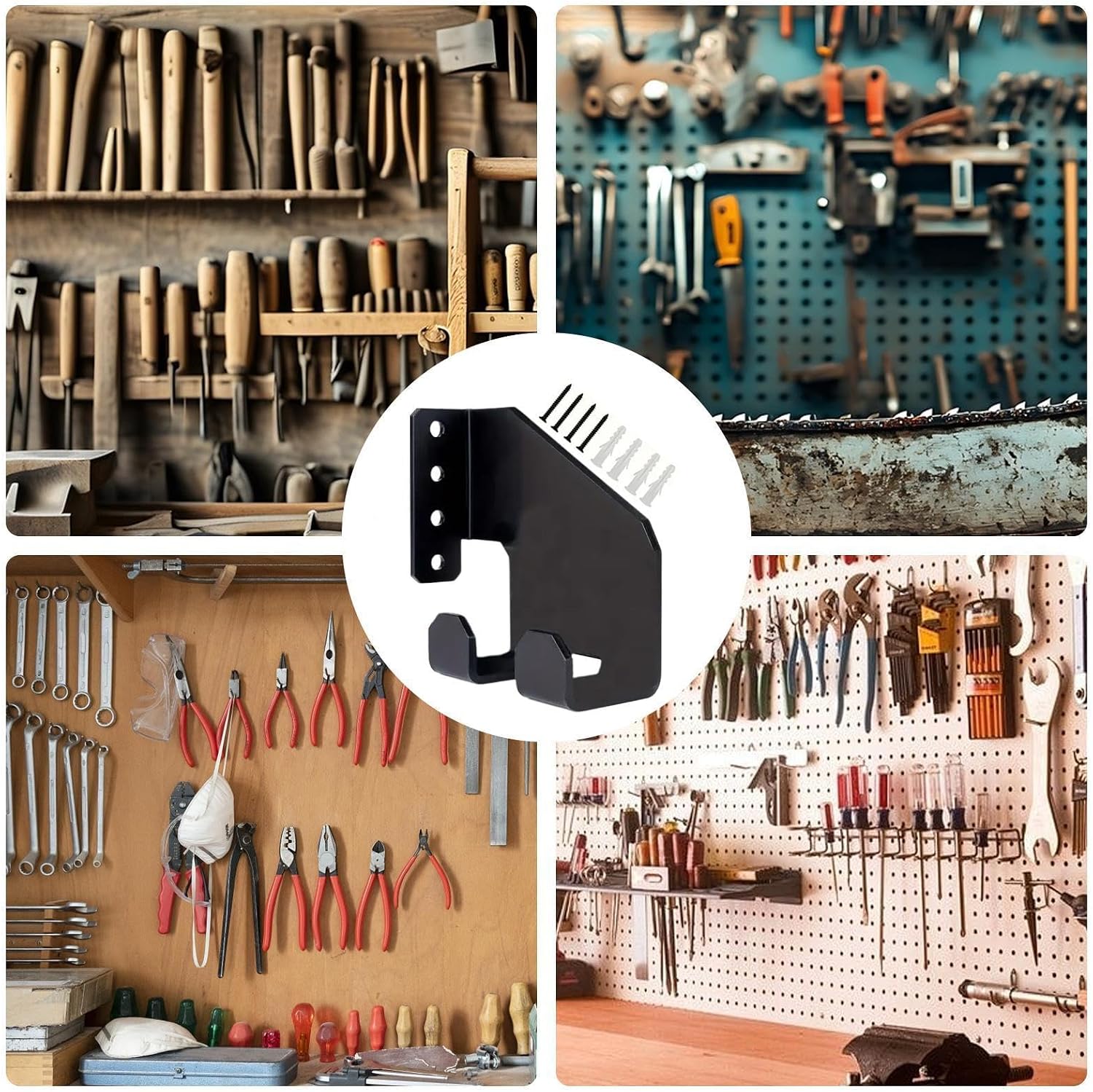  Générique Chainsaw Hanger Wall Mount, Garage Tool Rack, Heavy Duty Holder, Space-Saving Design, Stable And Secure, For Chainsaw Shovel Workshop Oil Pot Storage, 4.724x1.57x0.98x2.95x2.36 Inches