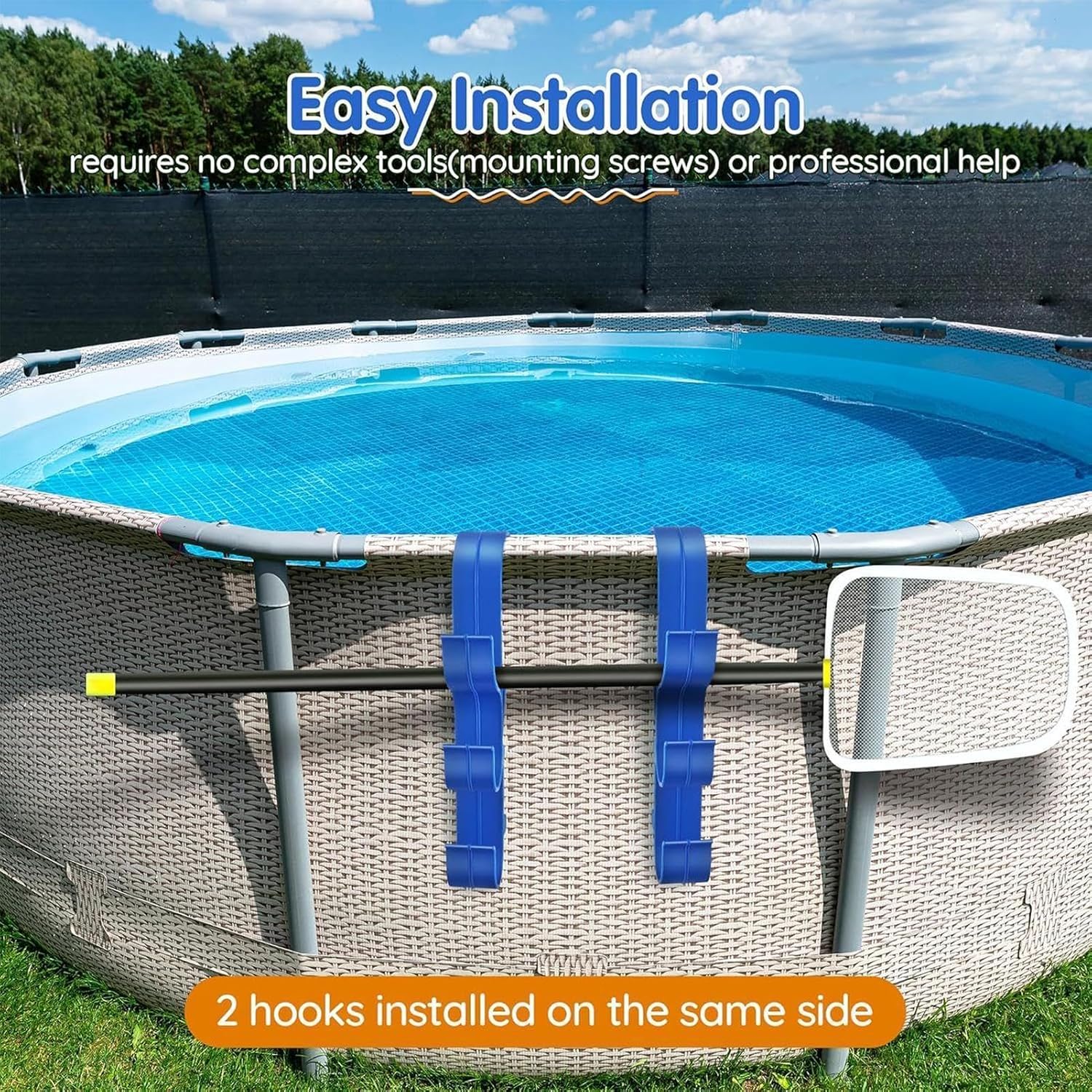 GENERIC Crochets De Piscine Pour Bâtons | Crochets De Rangement Réglables Et étanches, équipement De Piscine, Pour Tiges Télescopiques, épuisettes, Brosses, écumoire, Tuyau D'aspirateur, Outils De Nettoyage