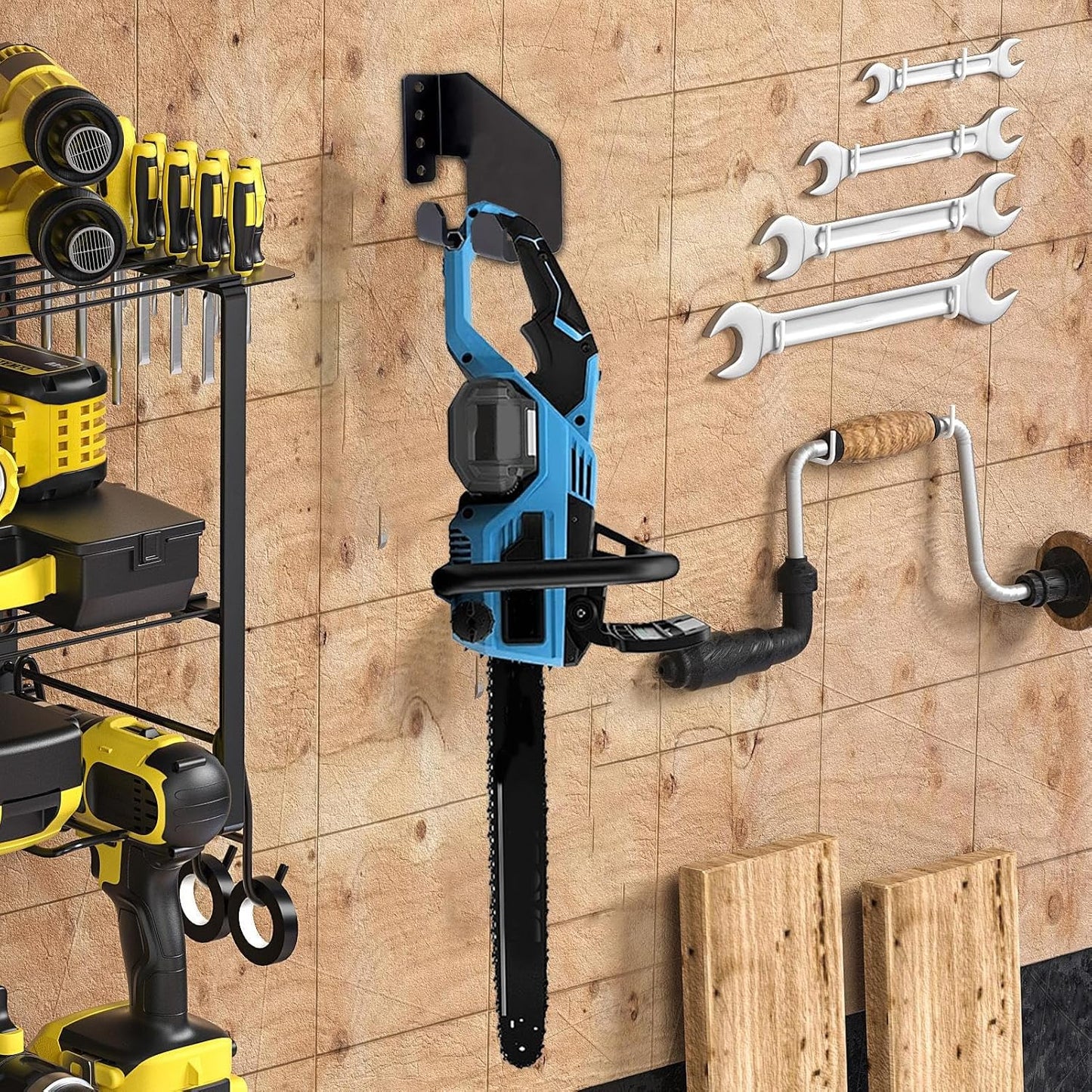  Générique Porte-Tronçonneuse - Crochet De Stockage En Acier Au Carbone Pour Outils De Jardinage - Étagère De Stockage Multifonction Pour Scie à Chaîne Atelier Garage Jardin